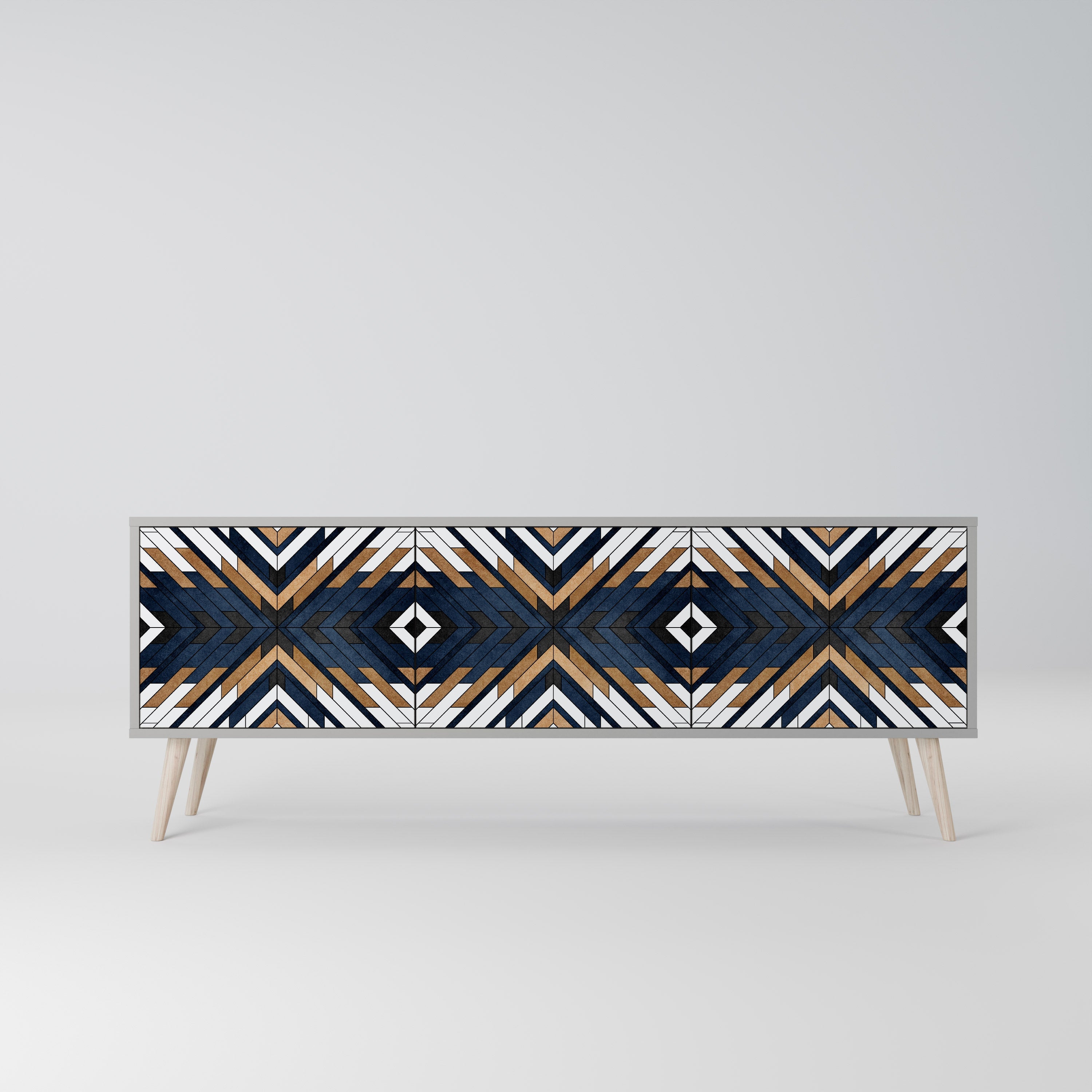 Meuble TV 3 portes ARTFUL GEOMETRY en finition grise