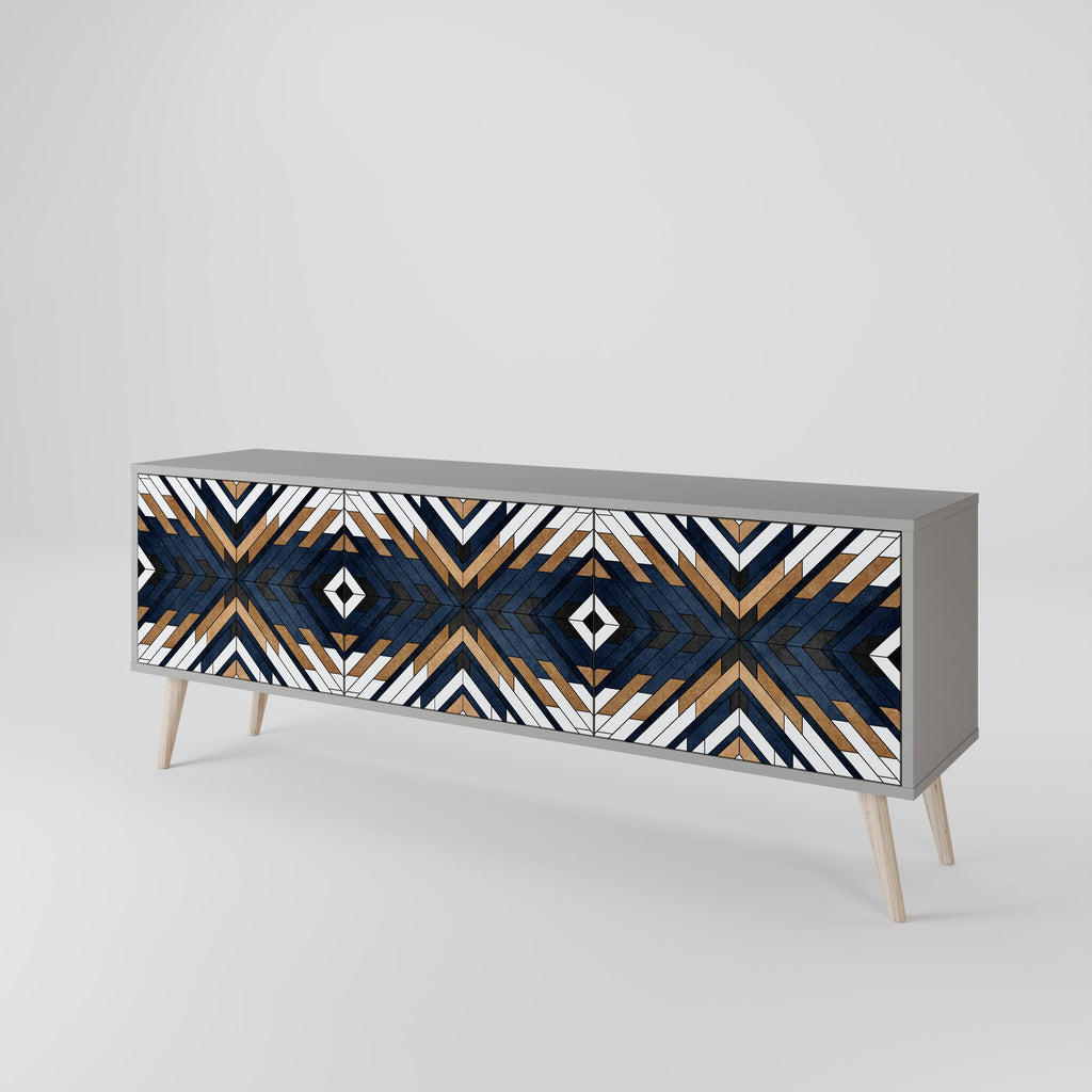 Meuble TV 3 portes ARTFUL GEOMETRY en finition grise