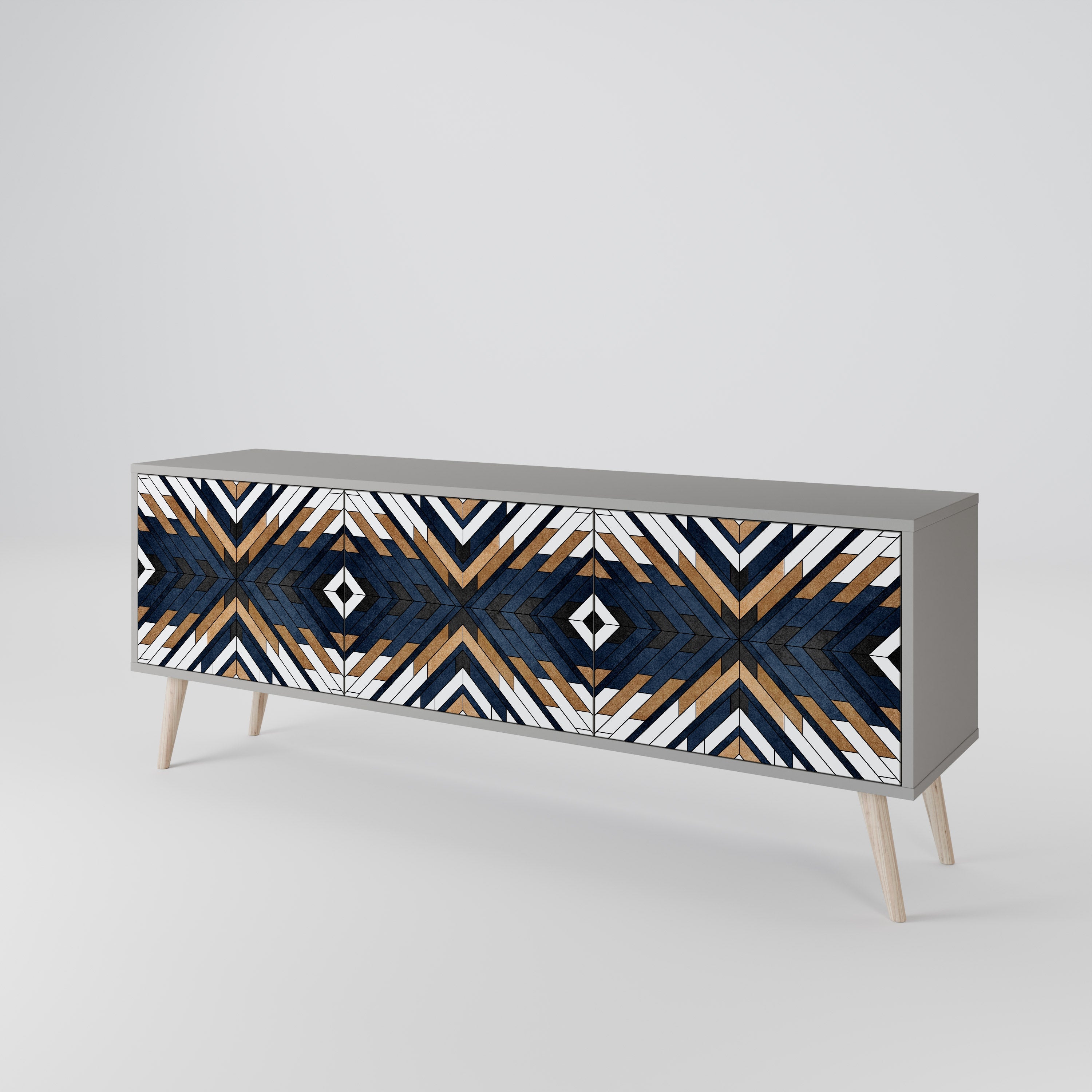 Meuble TV 3 portes ARTFUL GEOMETRY en finition grise