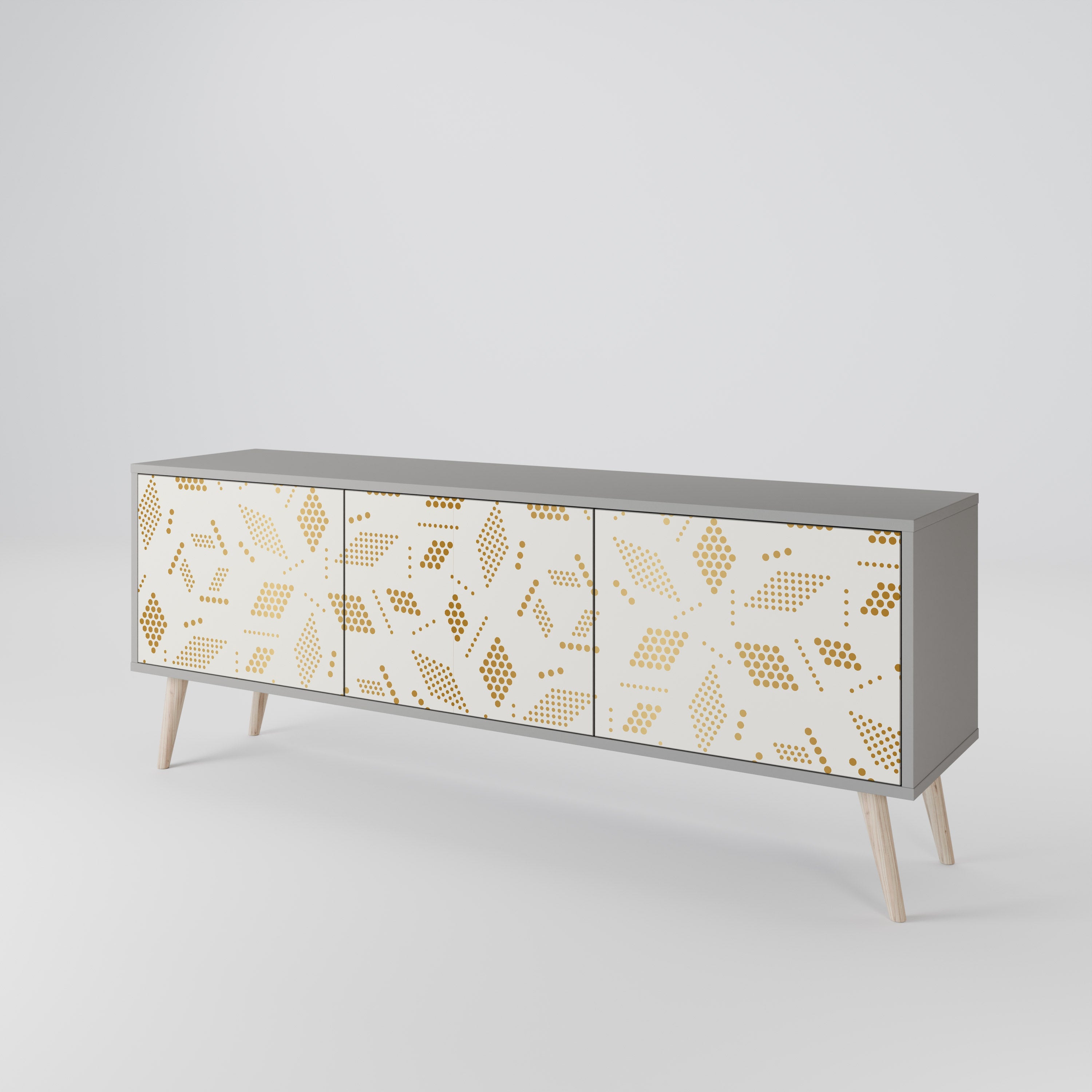 Meuble TV 3 portes SPOTTED DAZE, finition grise