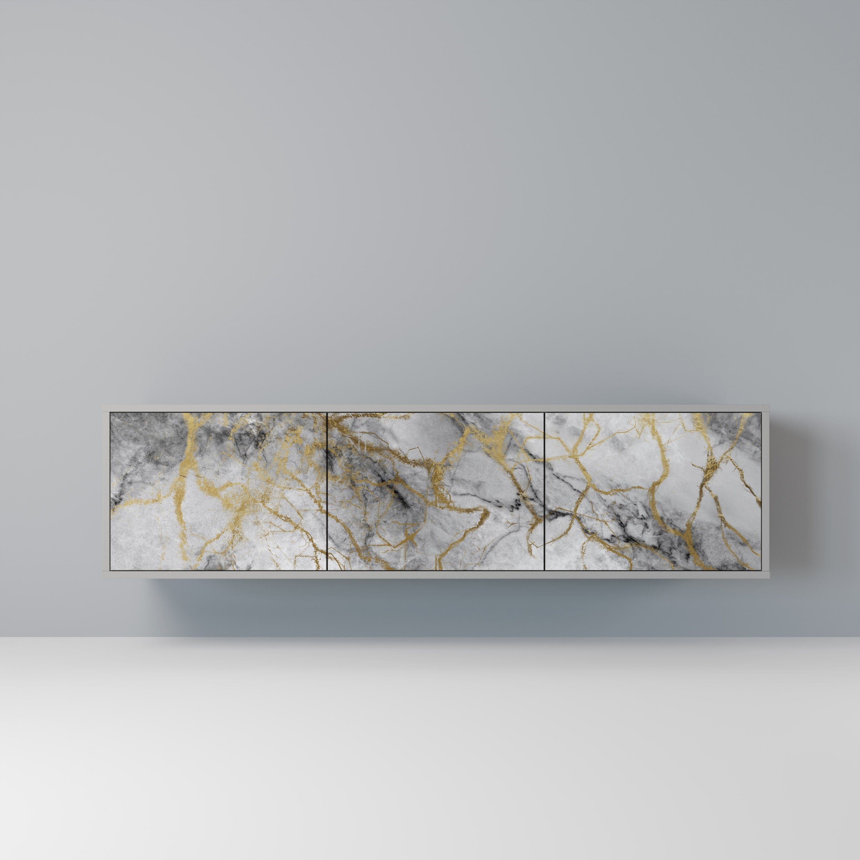 Meuble TV 3 portes TIMELESS GLIDE, finition grise