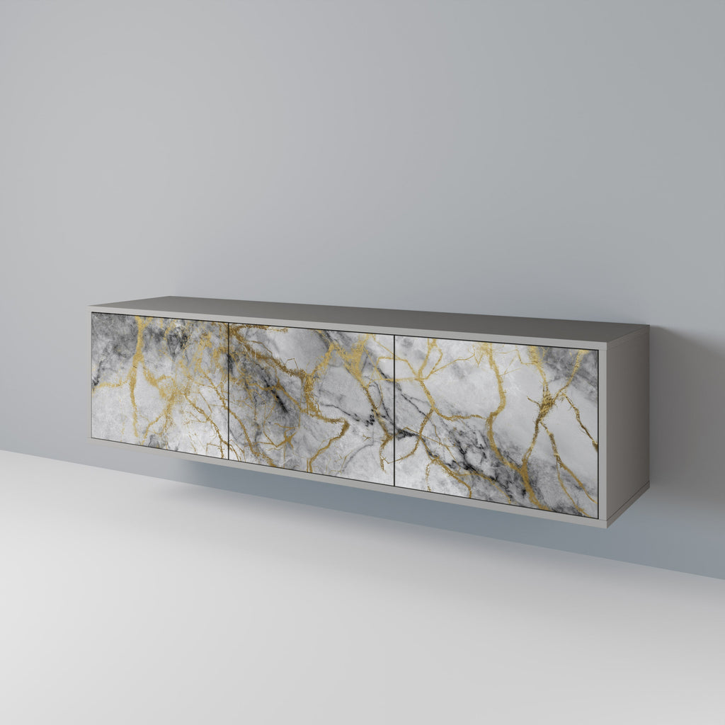 Meuble TV 3 portes TIMELESS GLIDE, finition grise