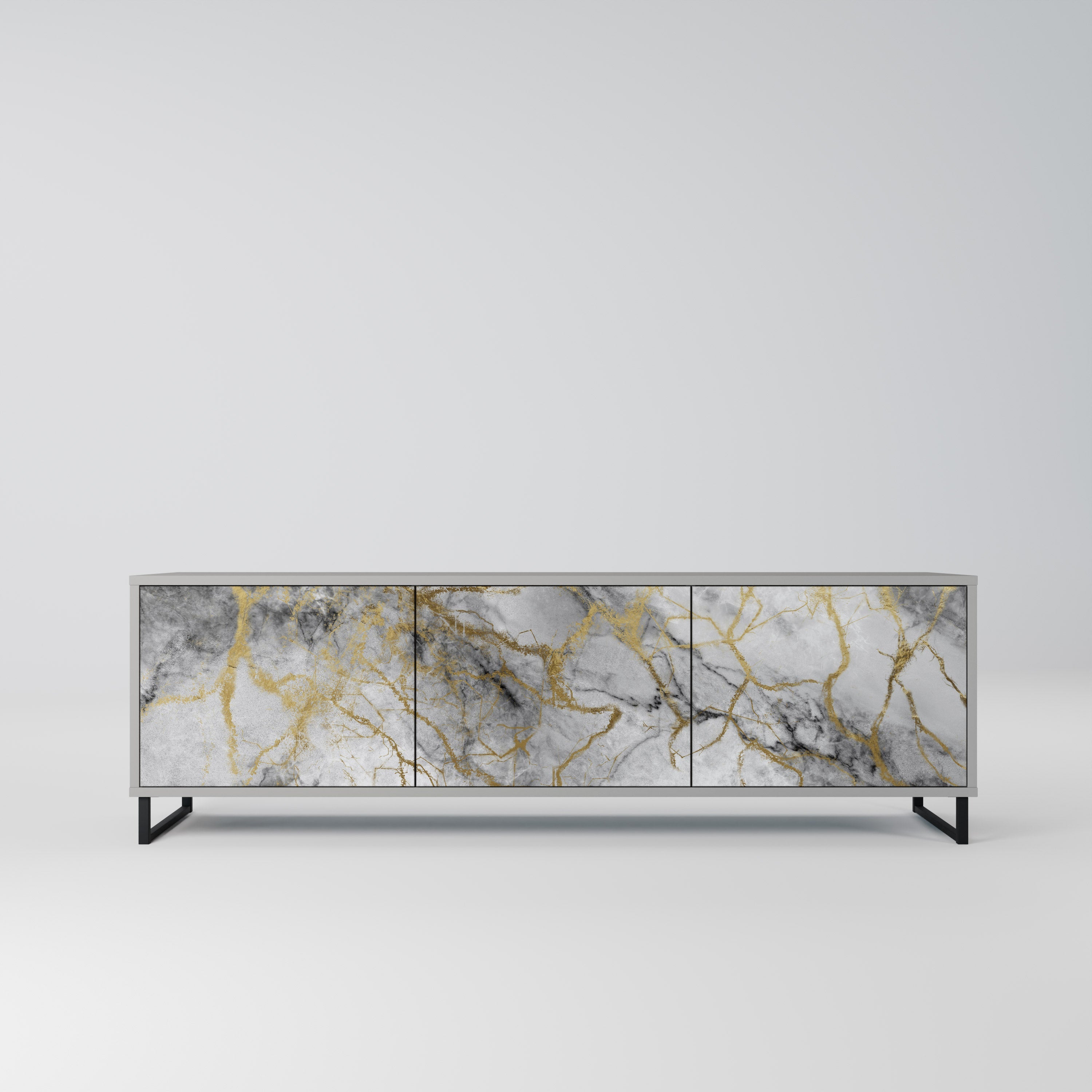 Meuble TV 3 portes TIMELESS GLIDE, finition grise