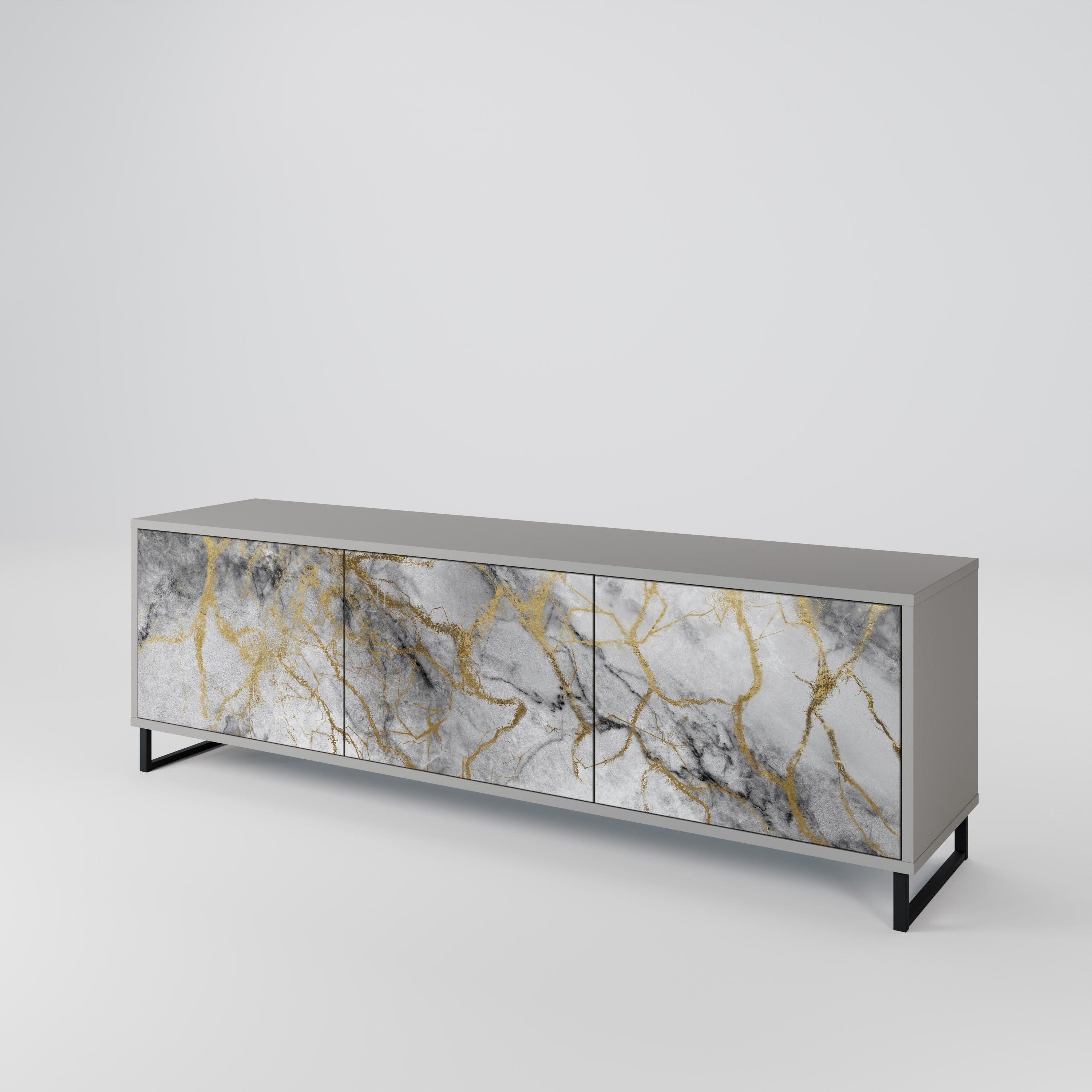 Meuble TV 3 portes TIMELESS GLIDE, finition grise