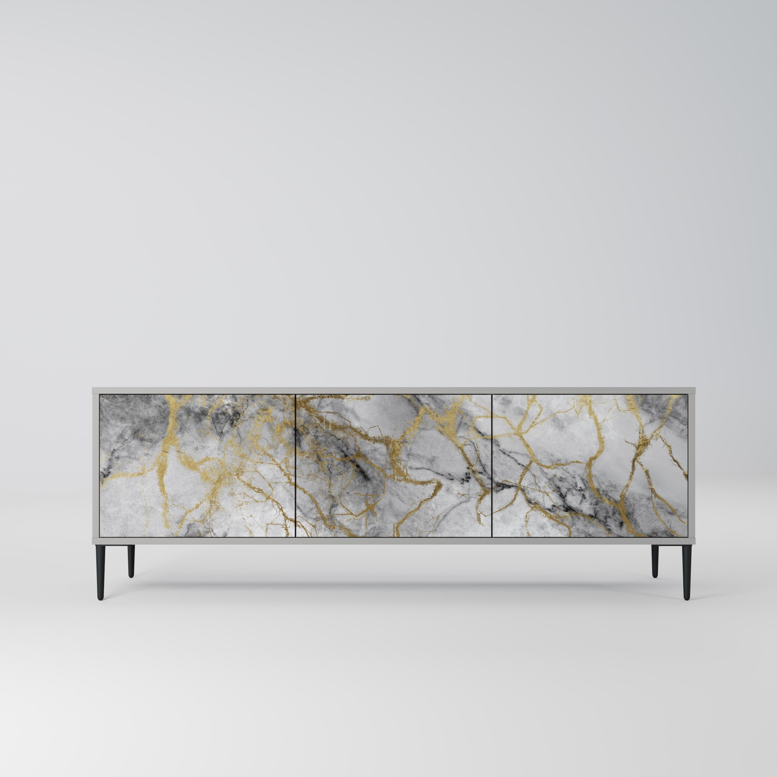 Meuble TV 3 portes TIMELESS GLIDE, finition grise