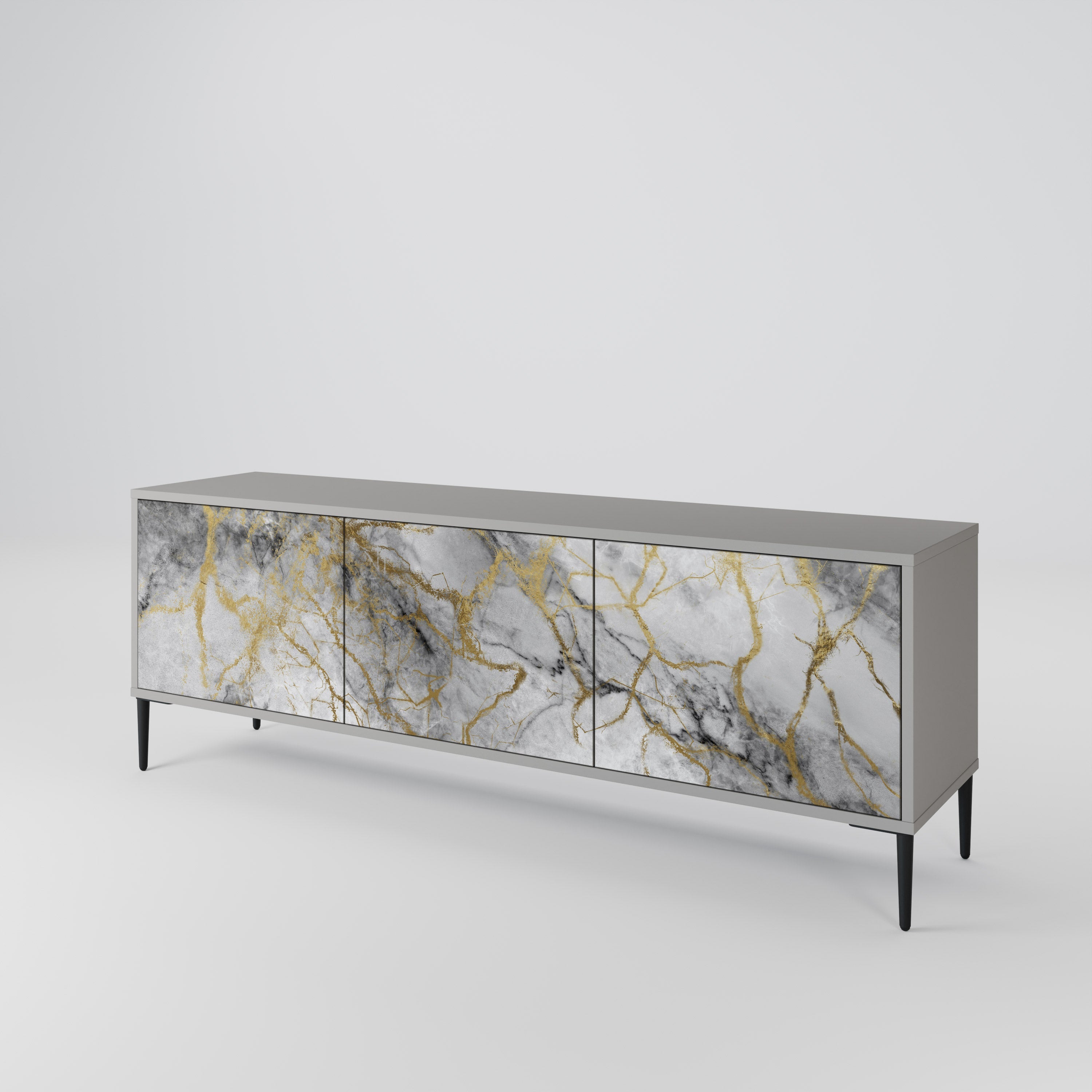 Meuble TV 3 portes TIMELESS GLIDE, finition grise