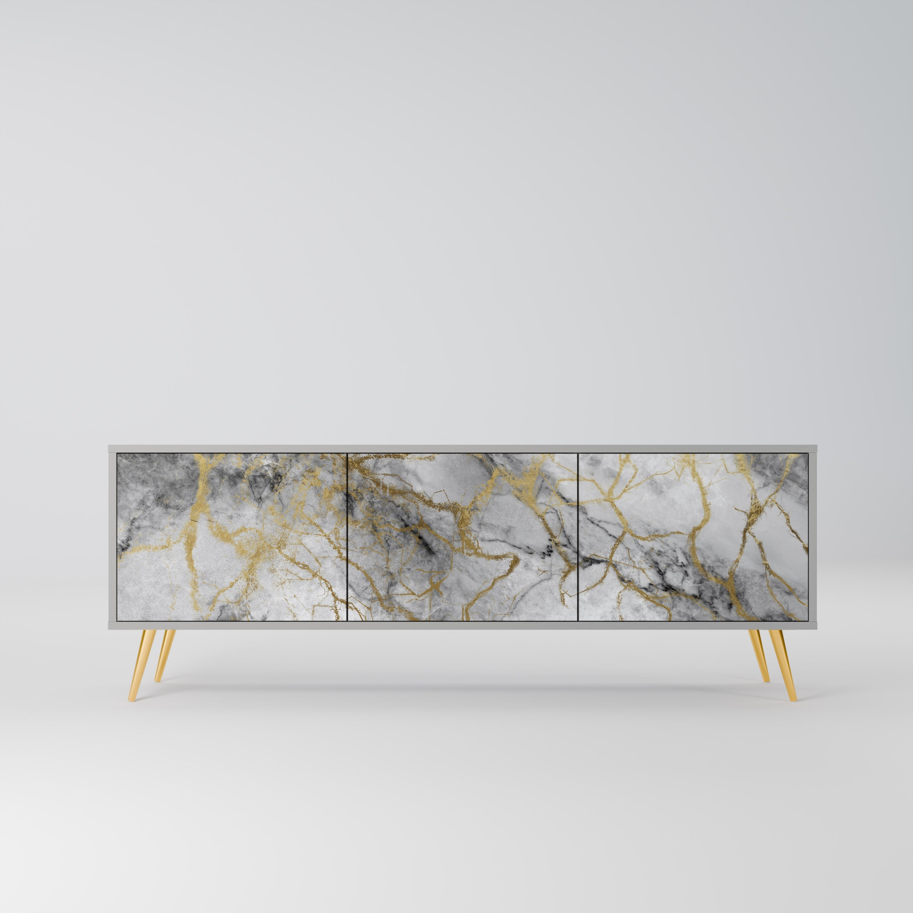 Meuble TV 3 portes TIMELESS GLIDE, finition grise