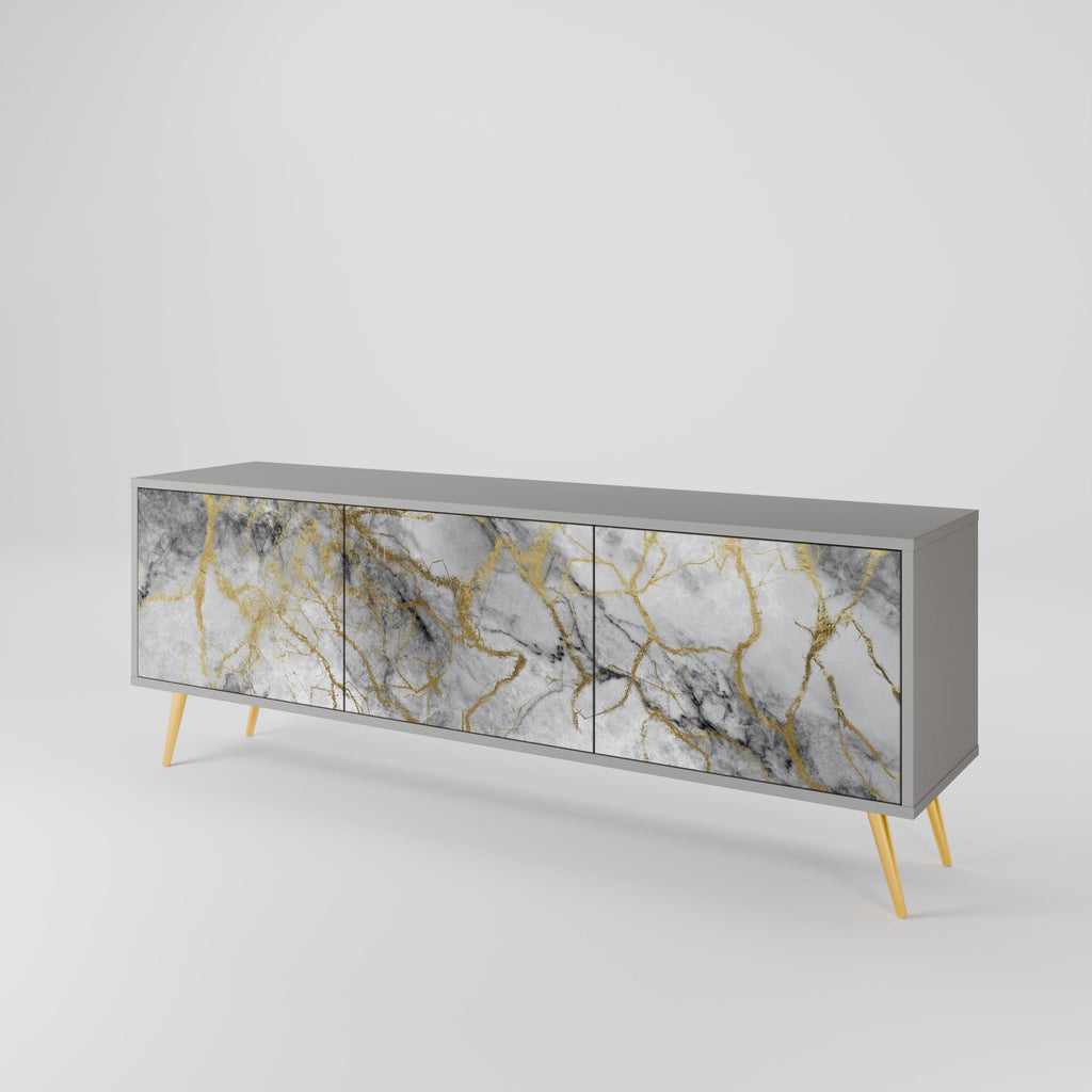 Meuble TV 3 portes TIMELESS GLIDE, finition grise