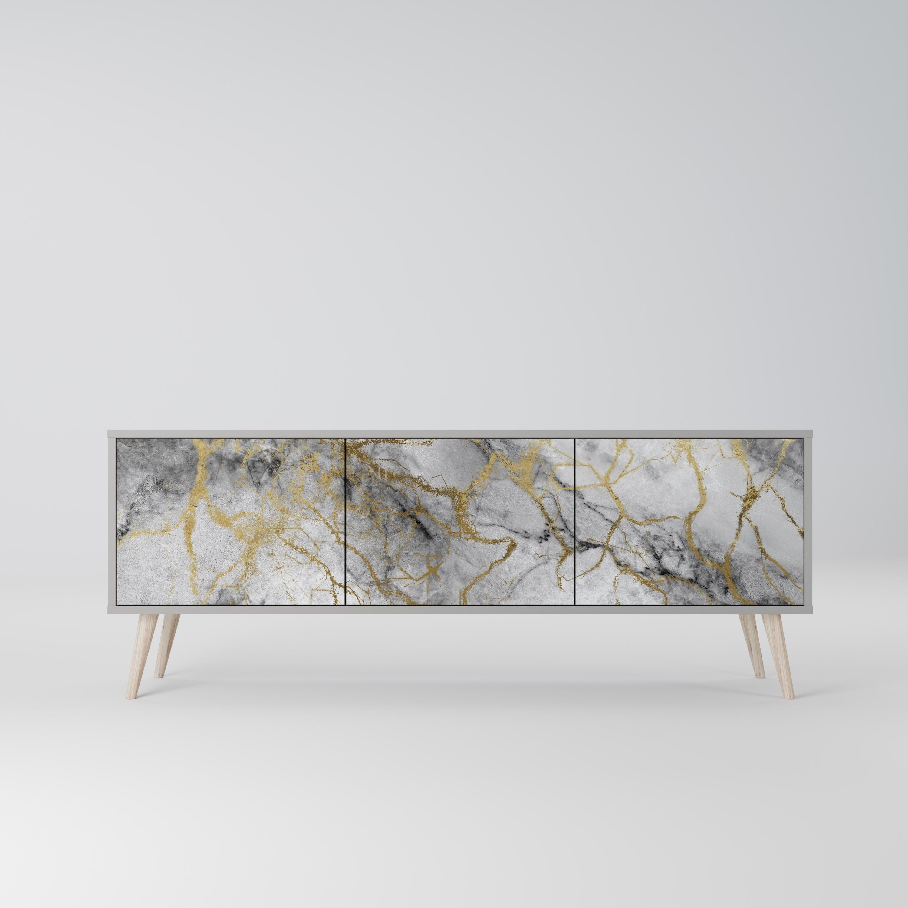 Meuble TV 3 portes TIMELESS GLIDE, finition grise