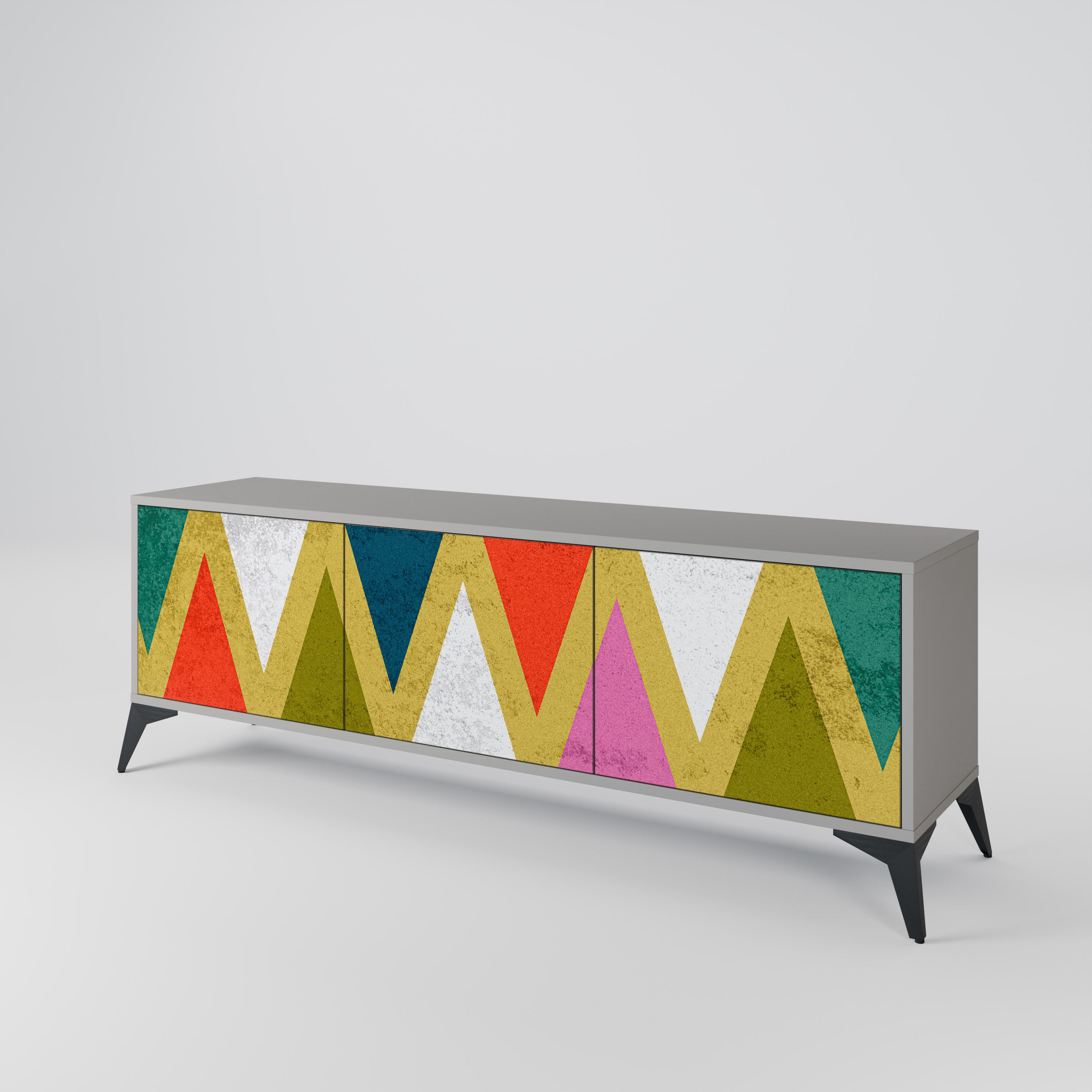 COLORFUL TRIANGLES 3-Door TV Cabinet