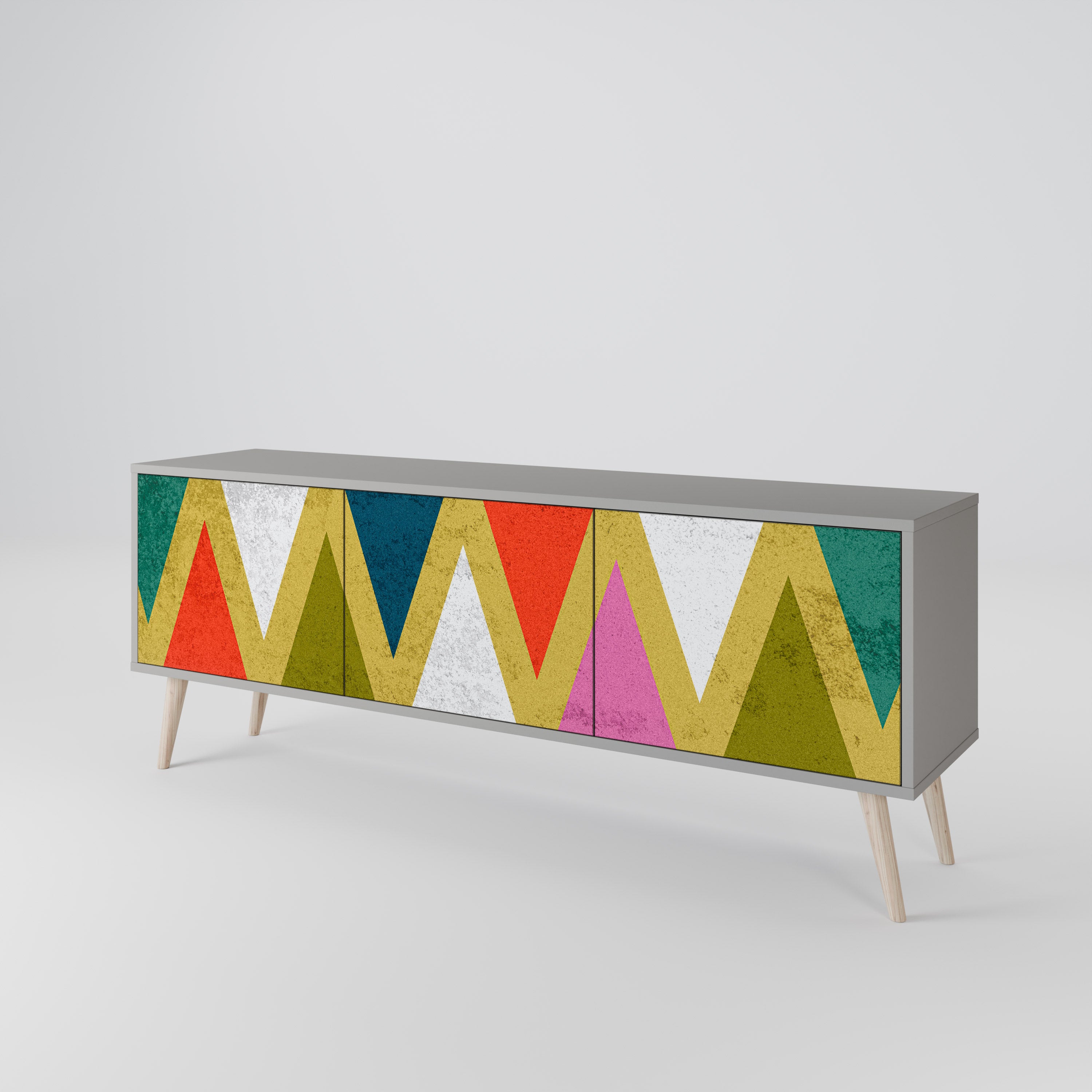 COLORFUL TRIANGLES 3-Door TV Cabinet