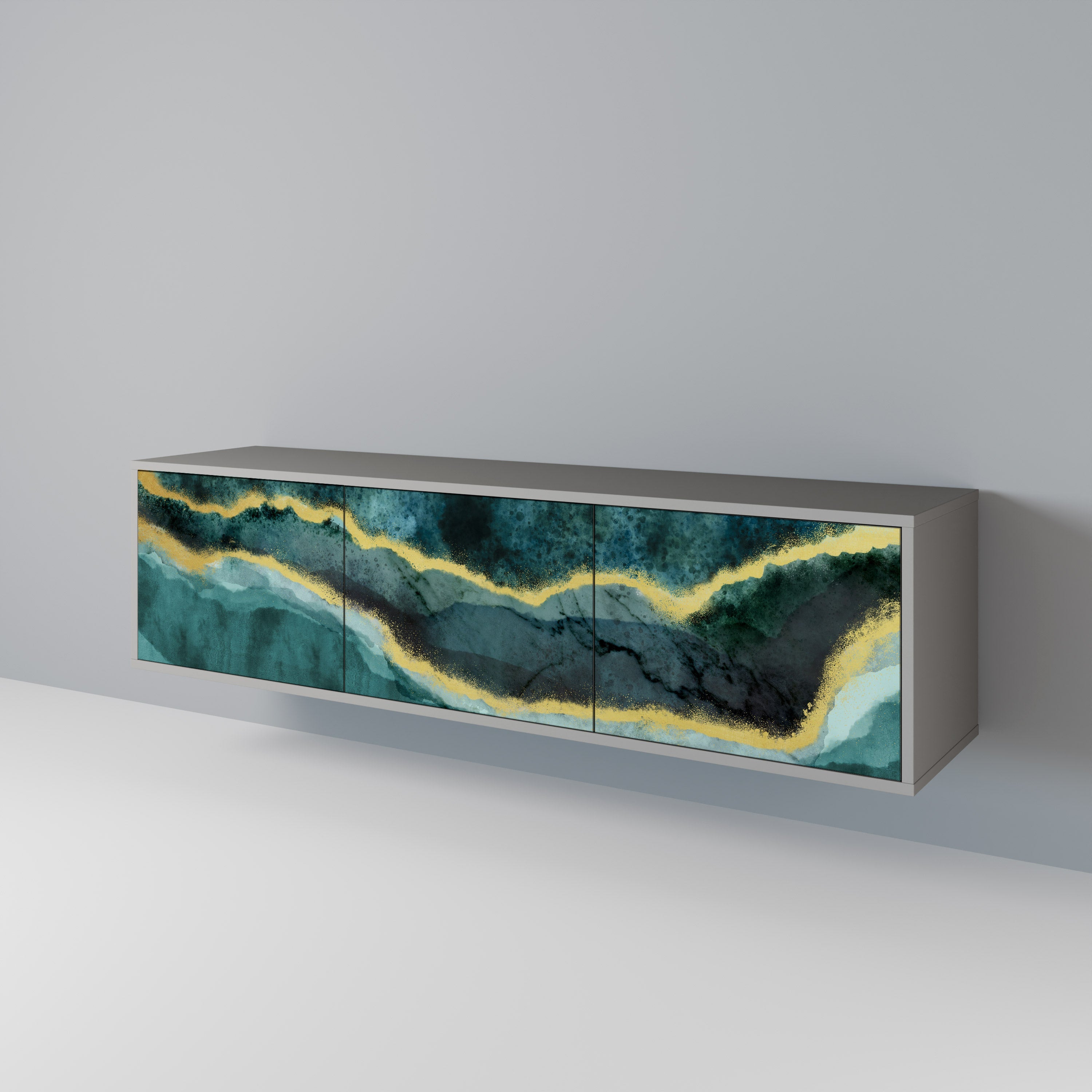 Meuble TV 3 portes GOLDRUSH ODYSSEY finition grise