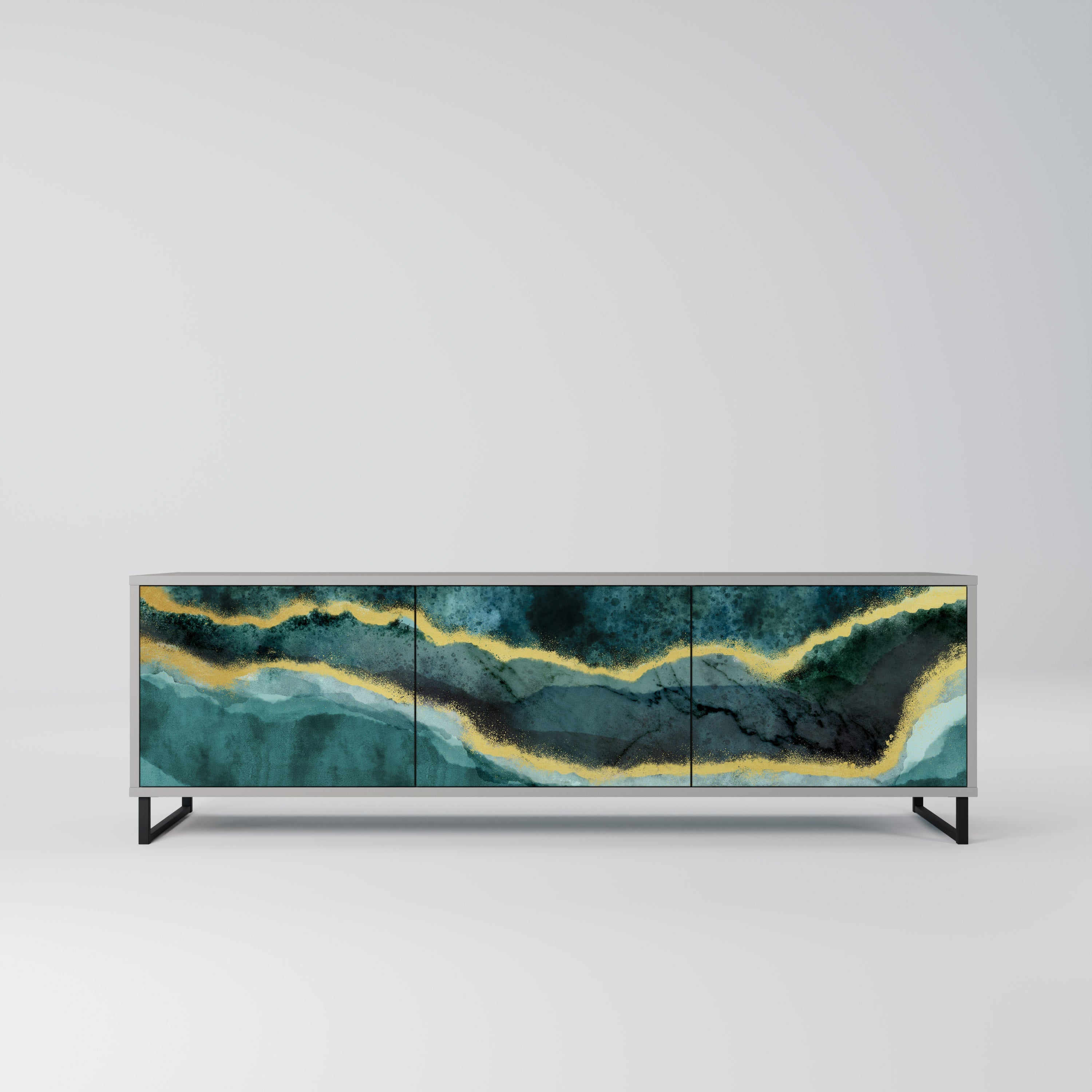 Meuble TV 3 portes GOLDRUSH ODYSSEY finition grise