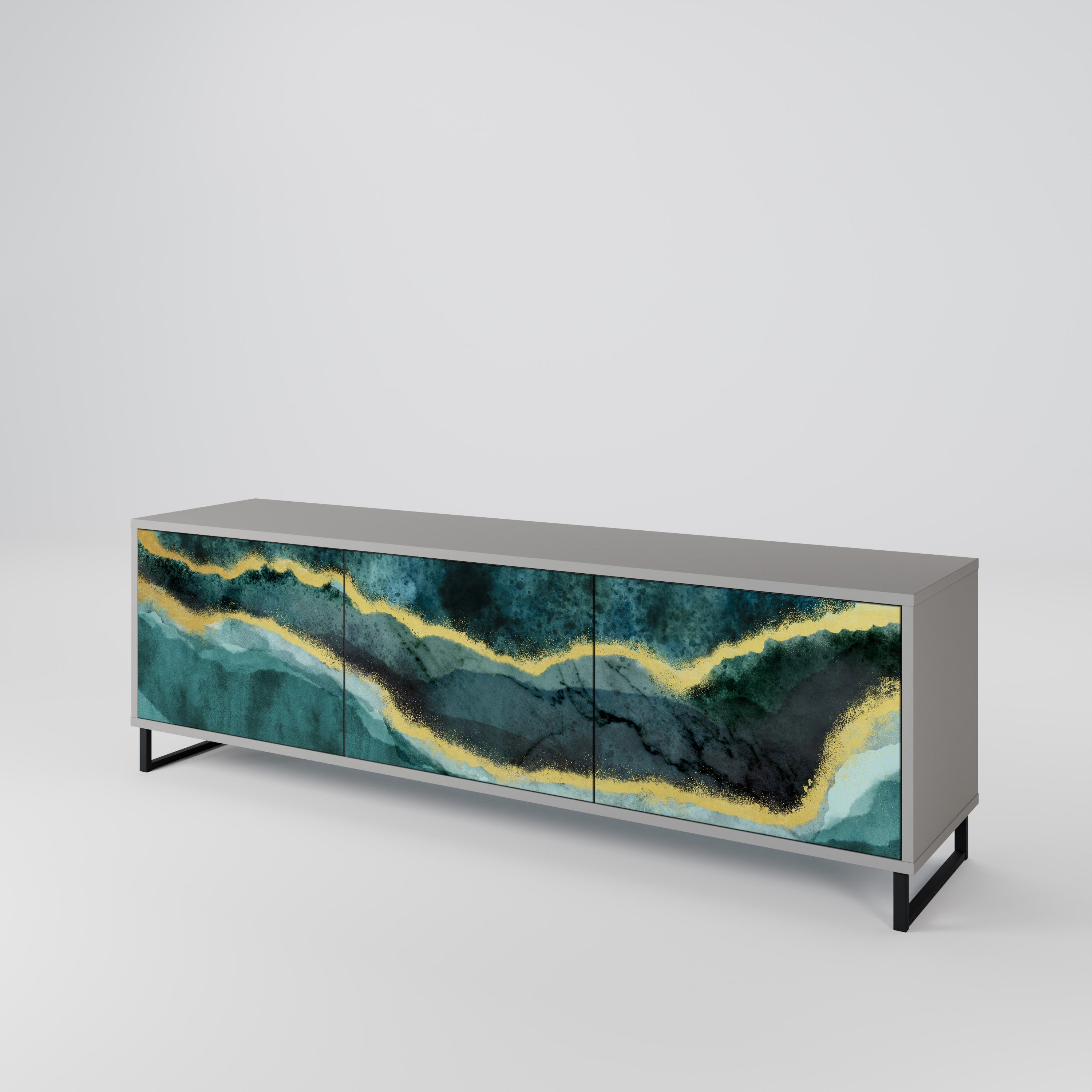 Meuble TV 3 portes GOLDRUSH ODYSSEY finition grise