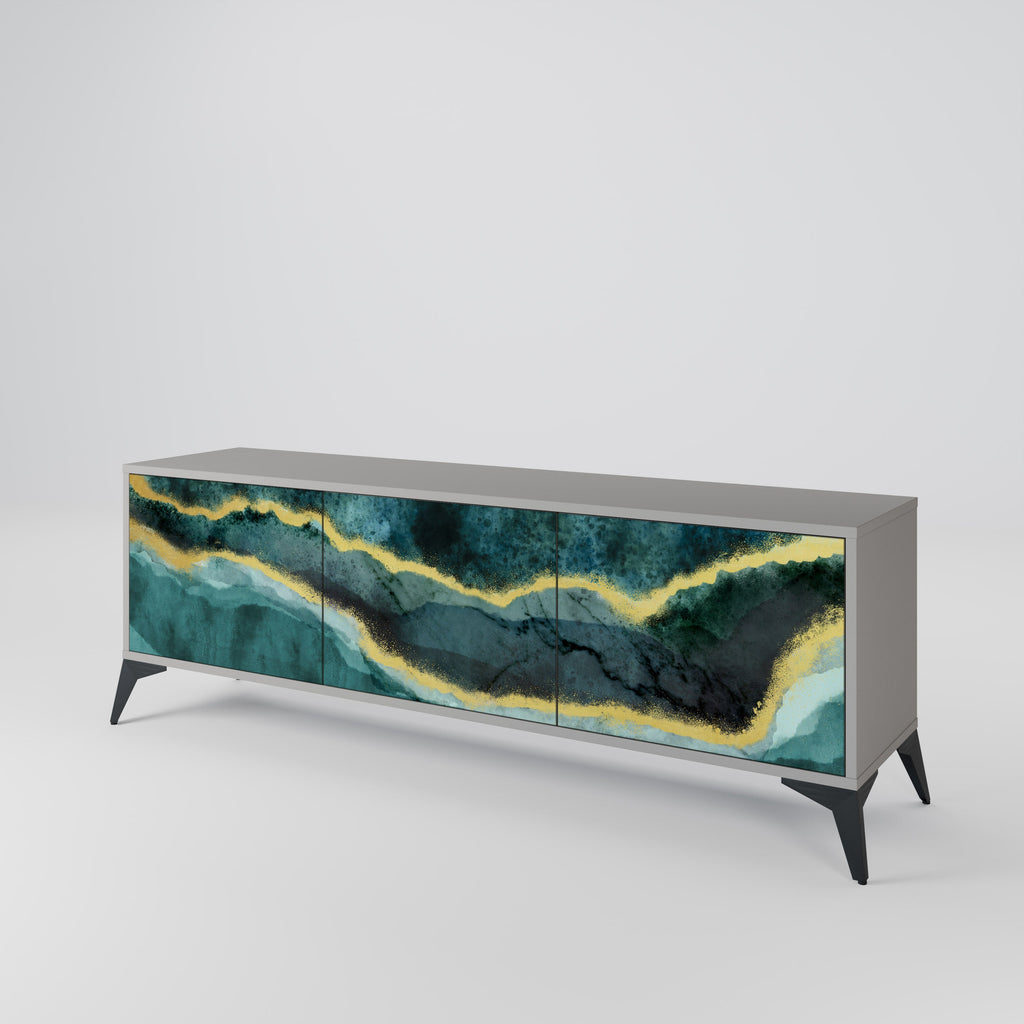 Meuble TV 3 portes GOLDRUSH ODYSSEY finition grise