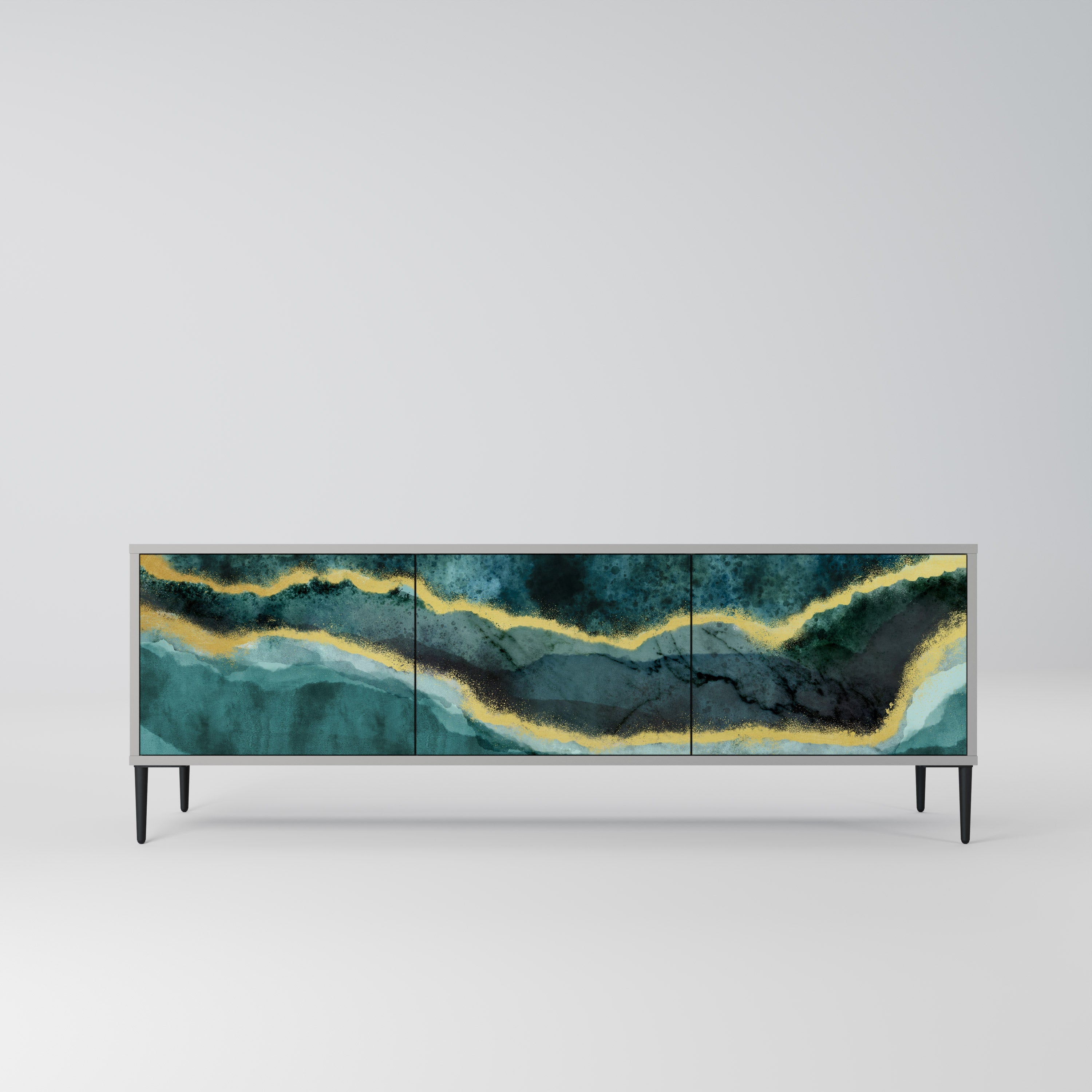 Meuble TV 3 portes GOLDRUSH ODYSSEY finition grise