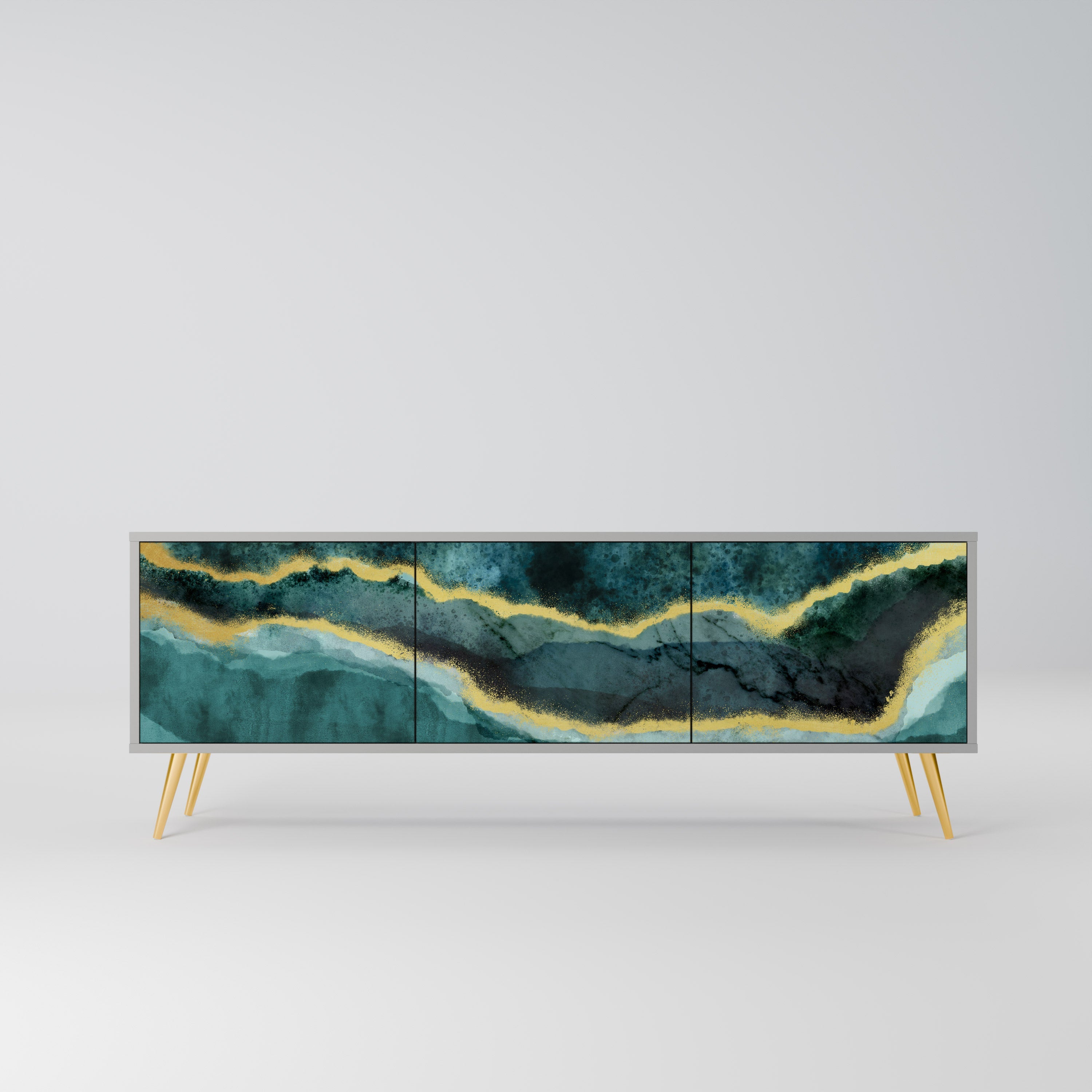 Meuble TV 3 portes GOLDRUSH ODYSSEY finition grise