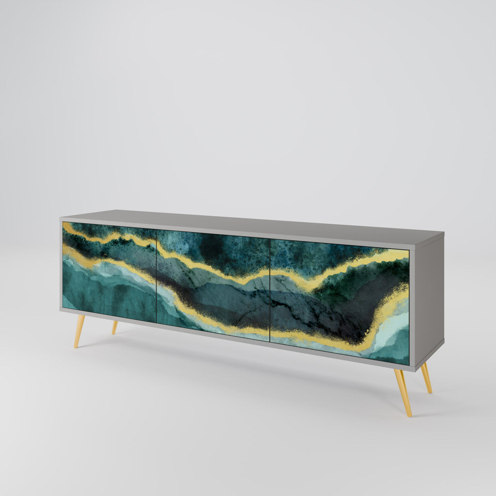 Meuble TV 3 portes GOLDRUSH ODYSSEY finition grise