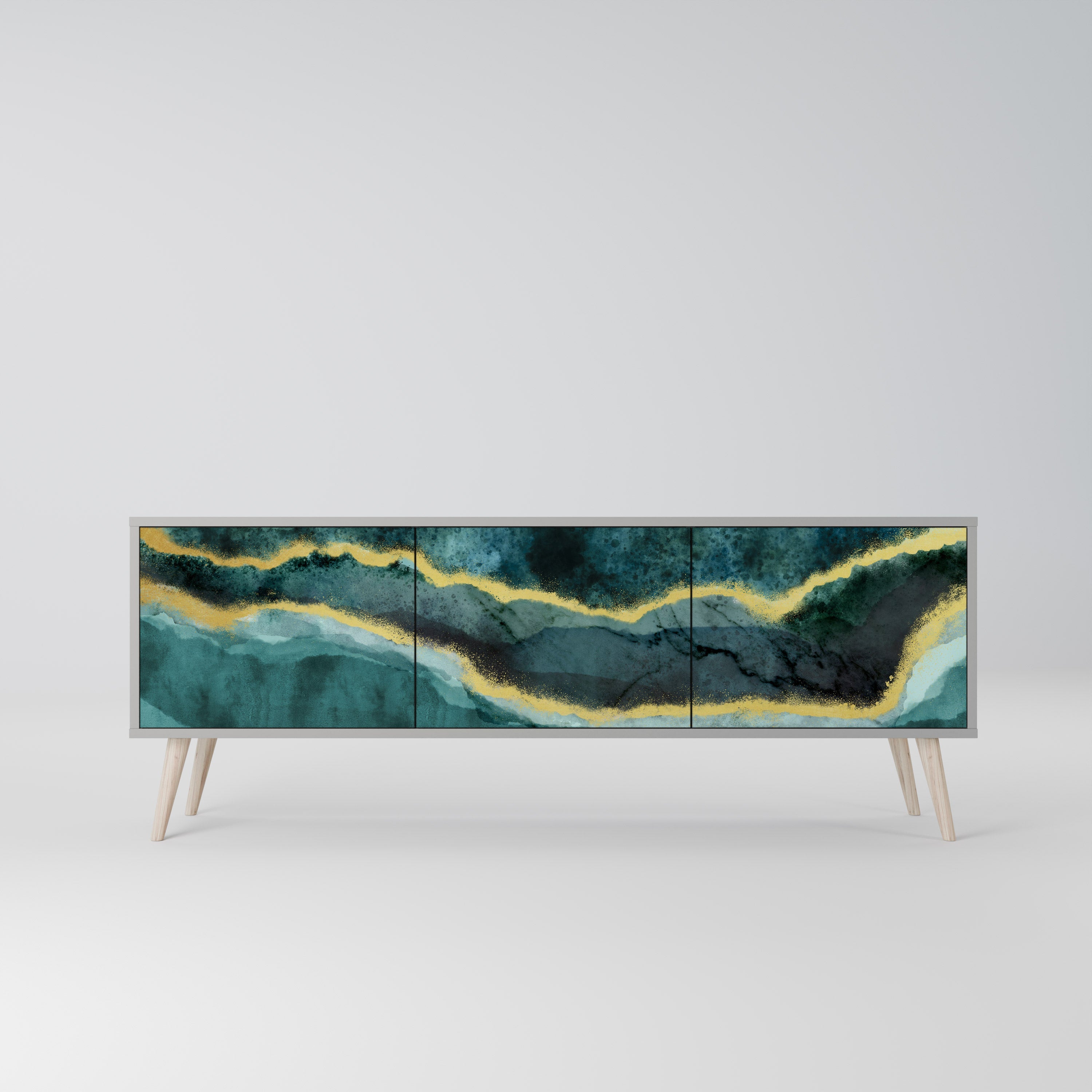 Meuble TV 3 portes GOLDRUSH ODYSSEY finition grise