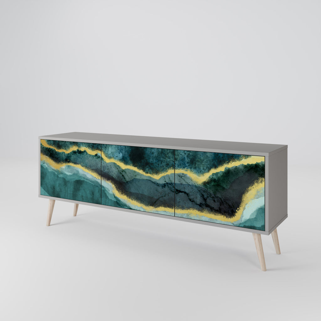 Meuble TV 3 portes GOLDRUSH ODYSSEY finition grise