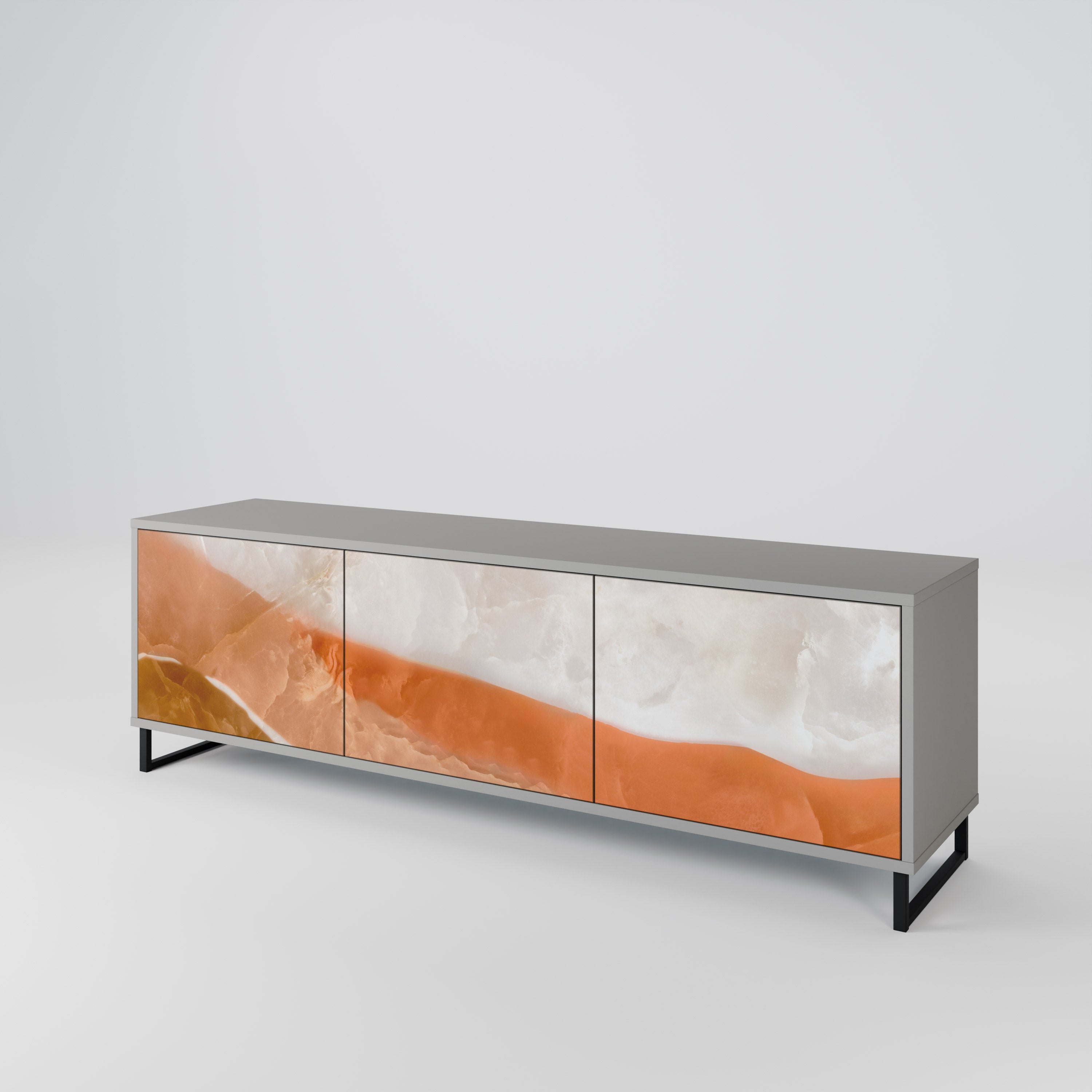 Meuble TV 3 portes SANDHILLS SPLENDOUR finition grise