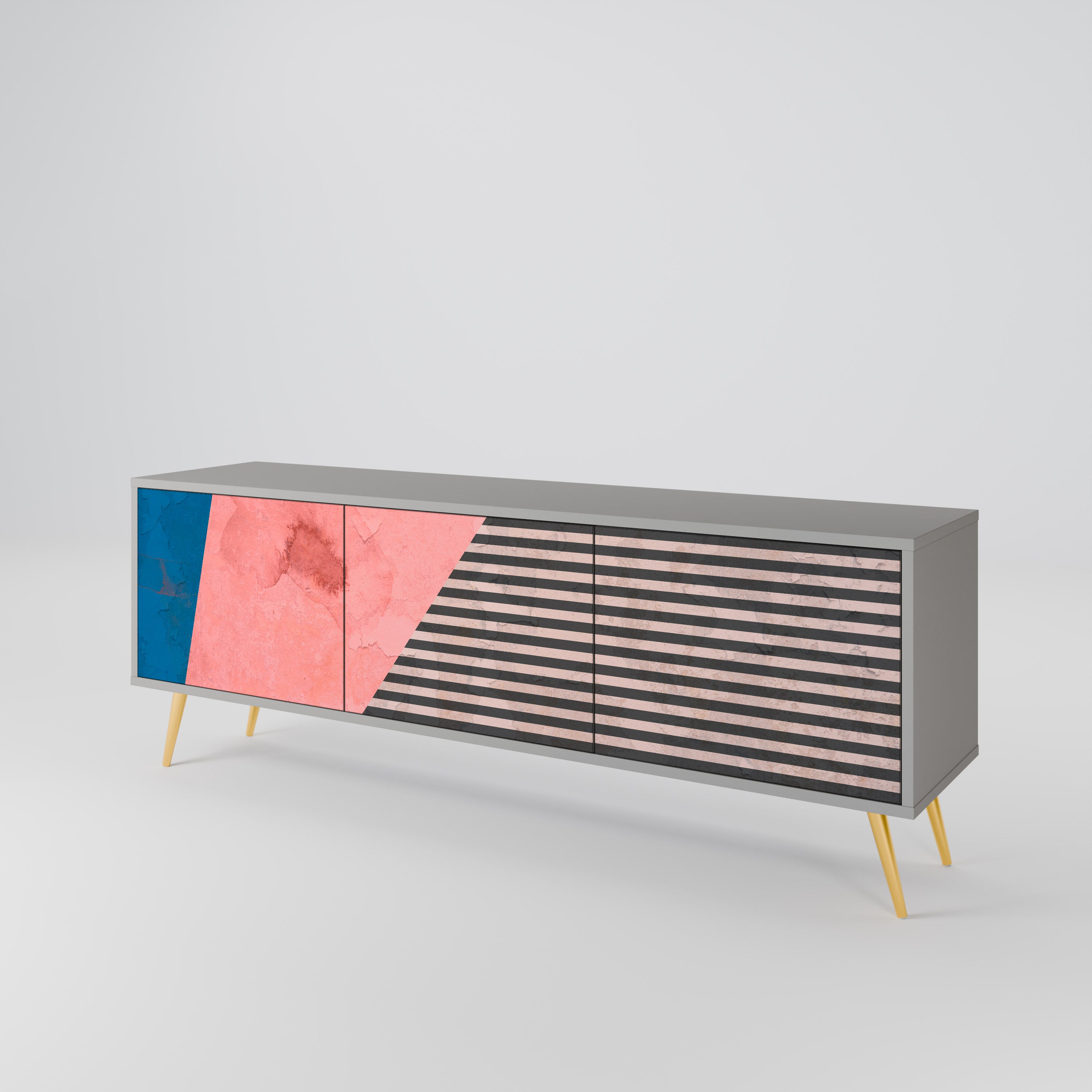 GLAMOROUS STRIPE 3-Door TV Cabinet
