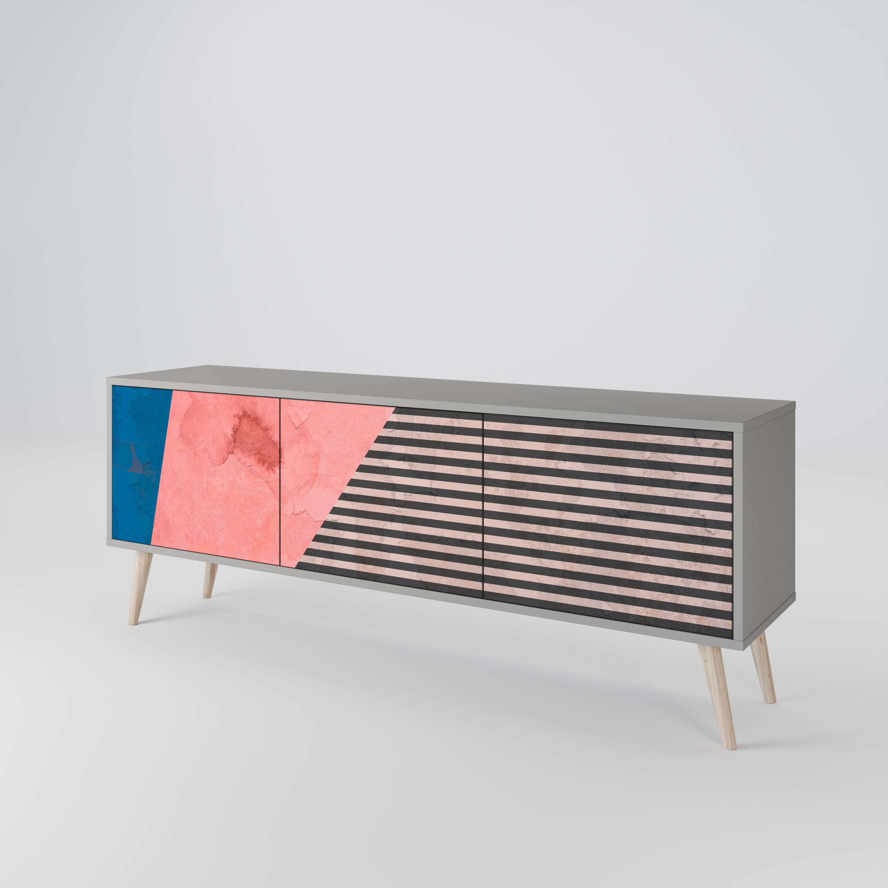 GLAMOROUS STRIPE 3-Door TV Cabinet