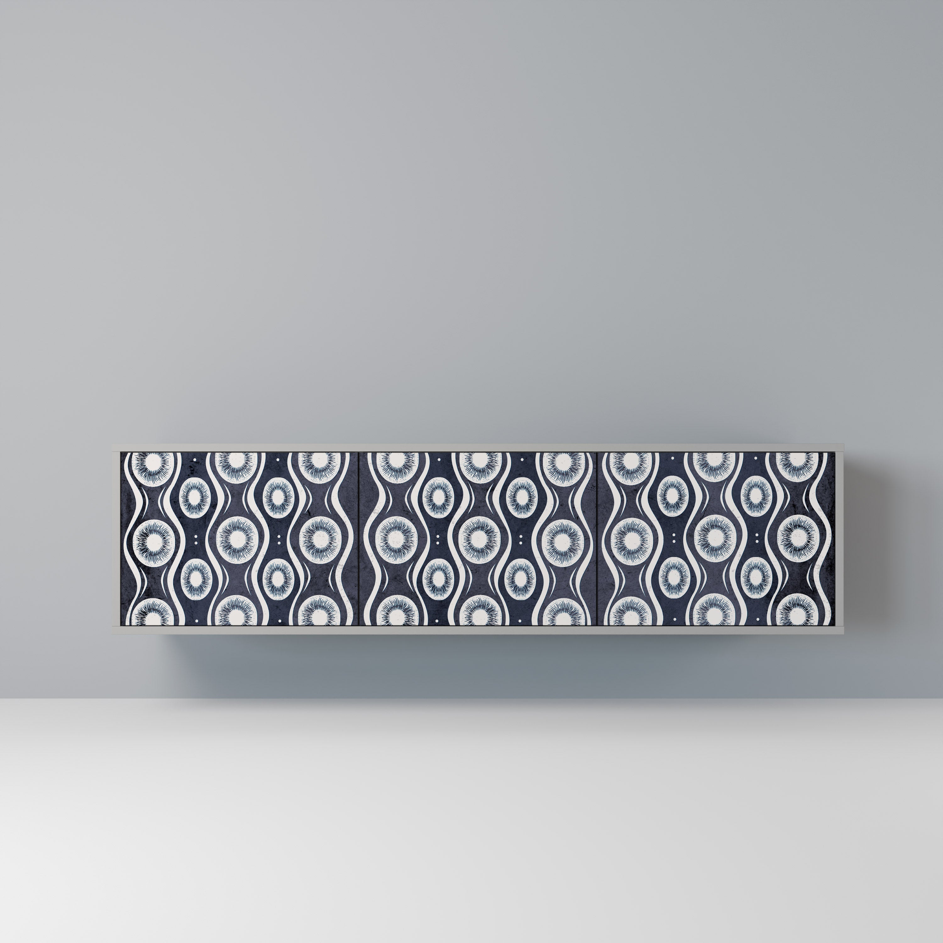 Meuble TV 3 portes GRAPHITE EYES finition grise