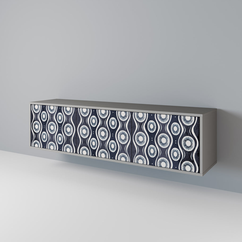 Meuble TV 3 portes GRAPHITE EYES finition grise