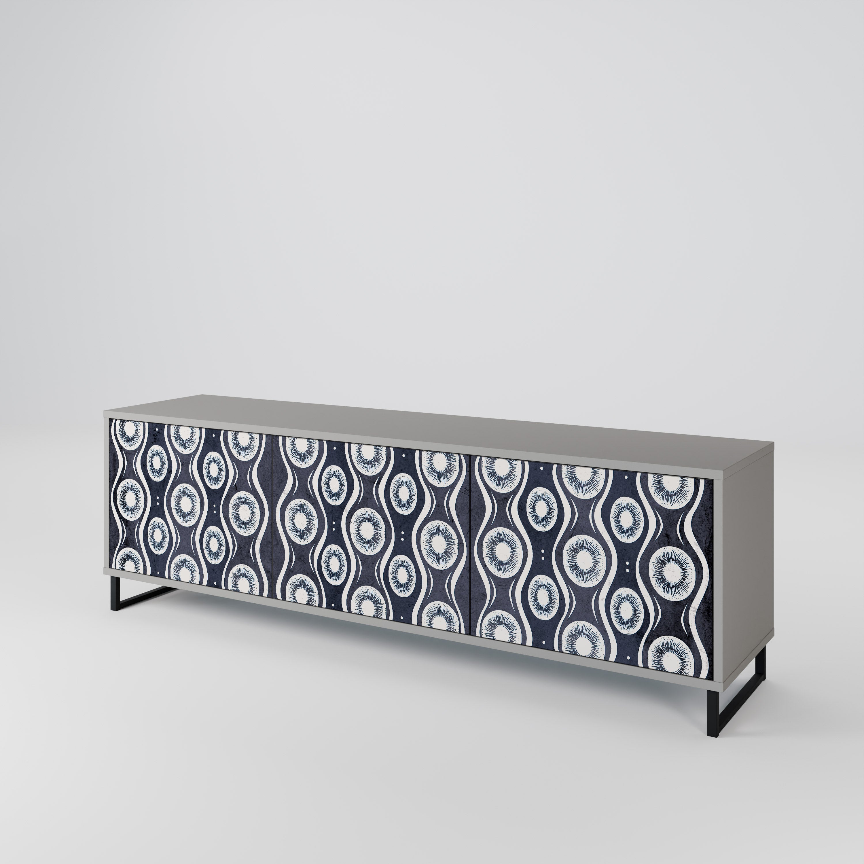 Meuble TV 3 portes GRAPHITE EYES finition grise