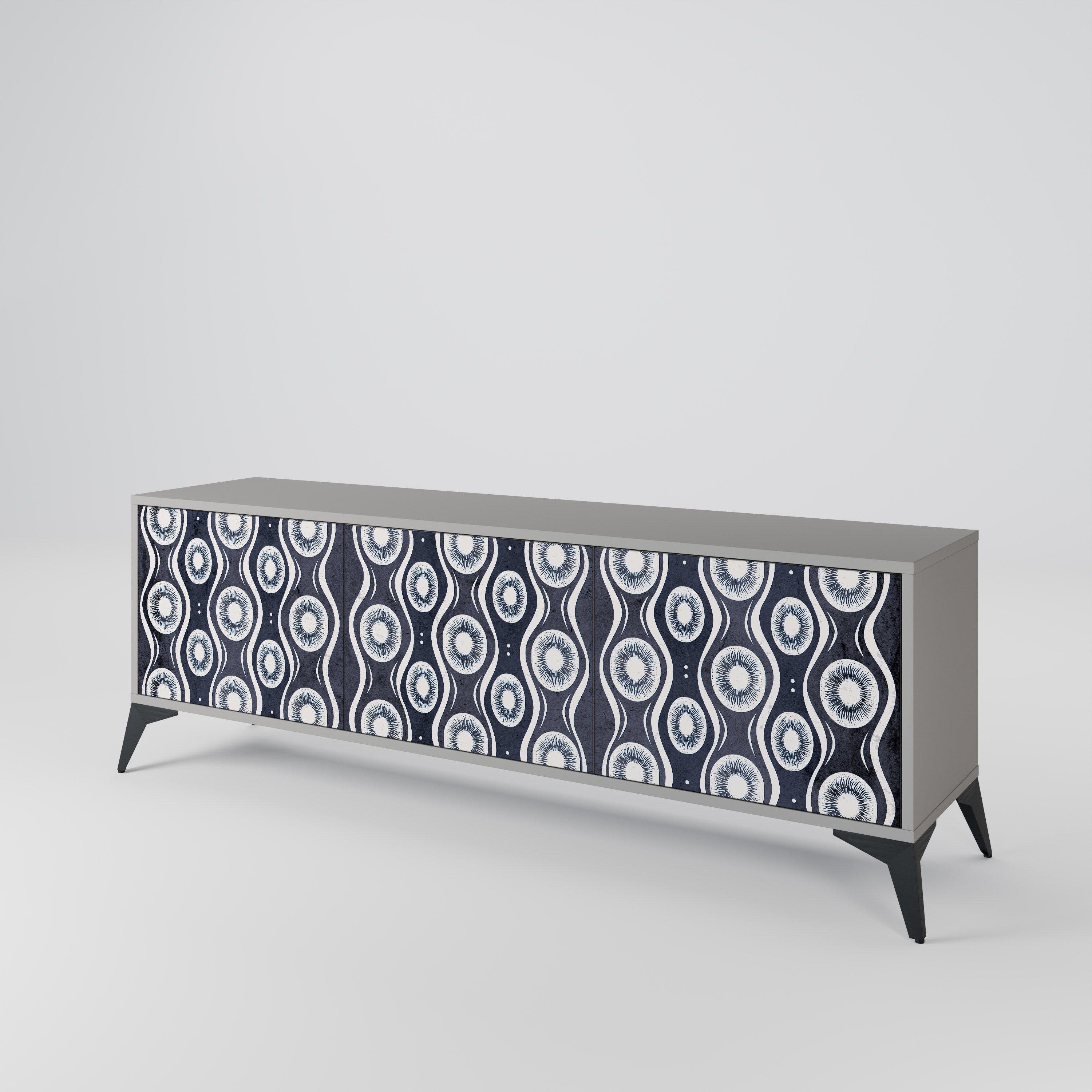 Meuble TV 3 portes GRAPHITE EYES finition grise