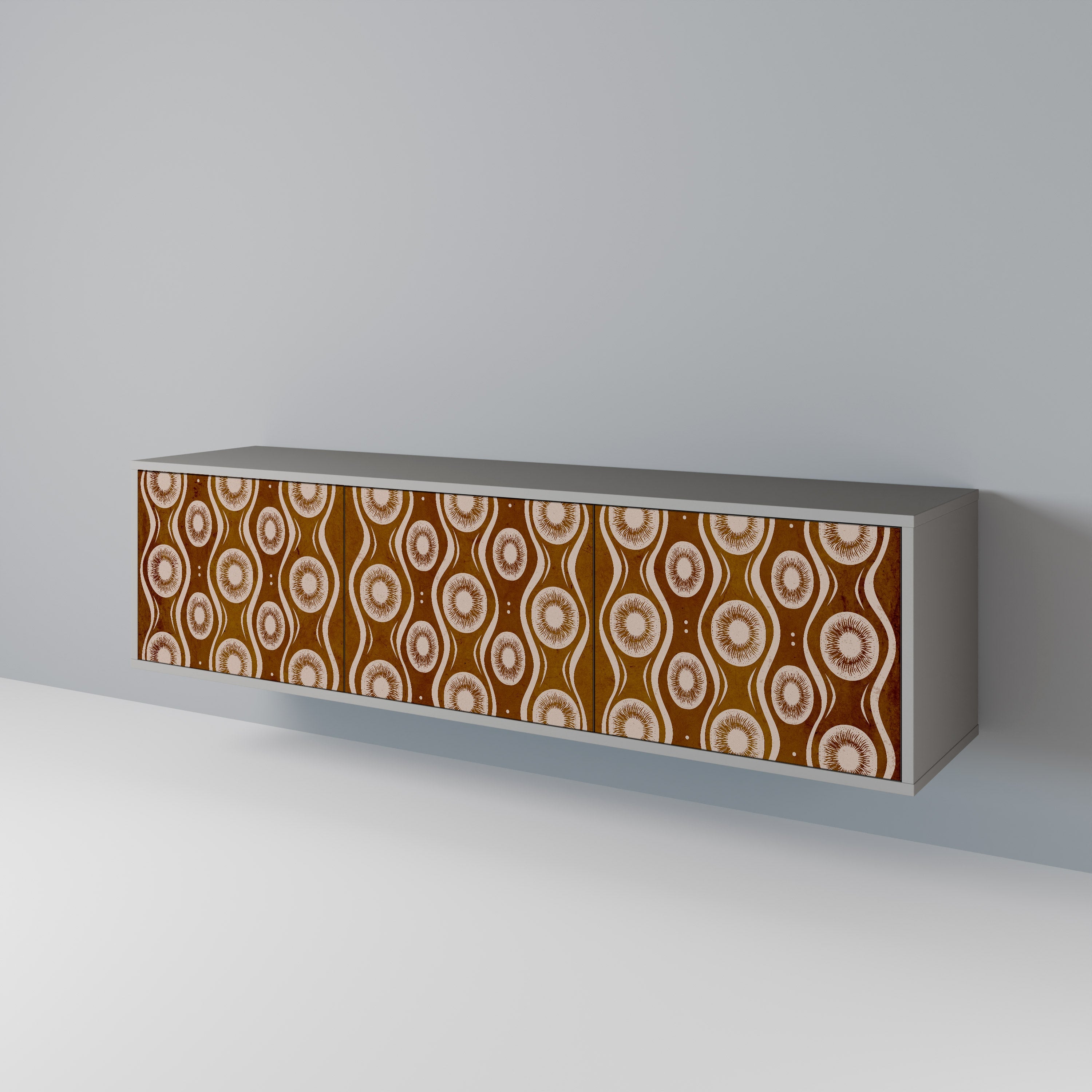 Meuble TV 3 portes BROWN EYES, finition grise