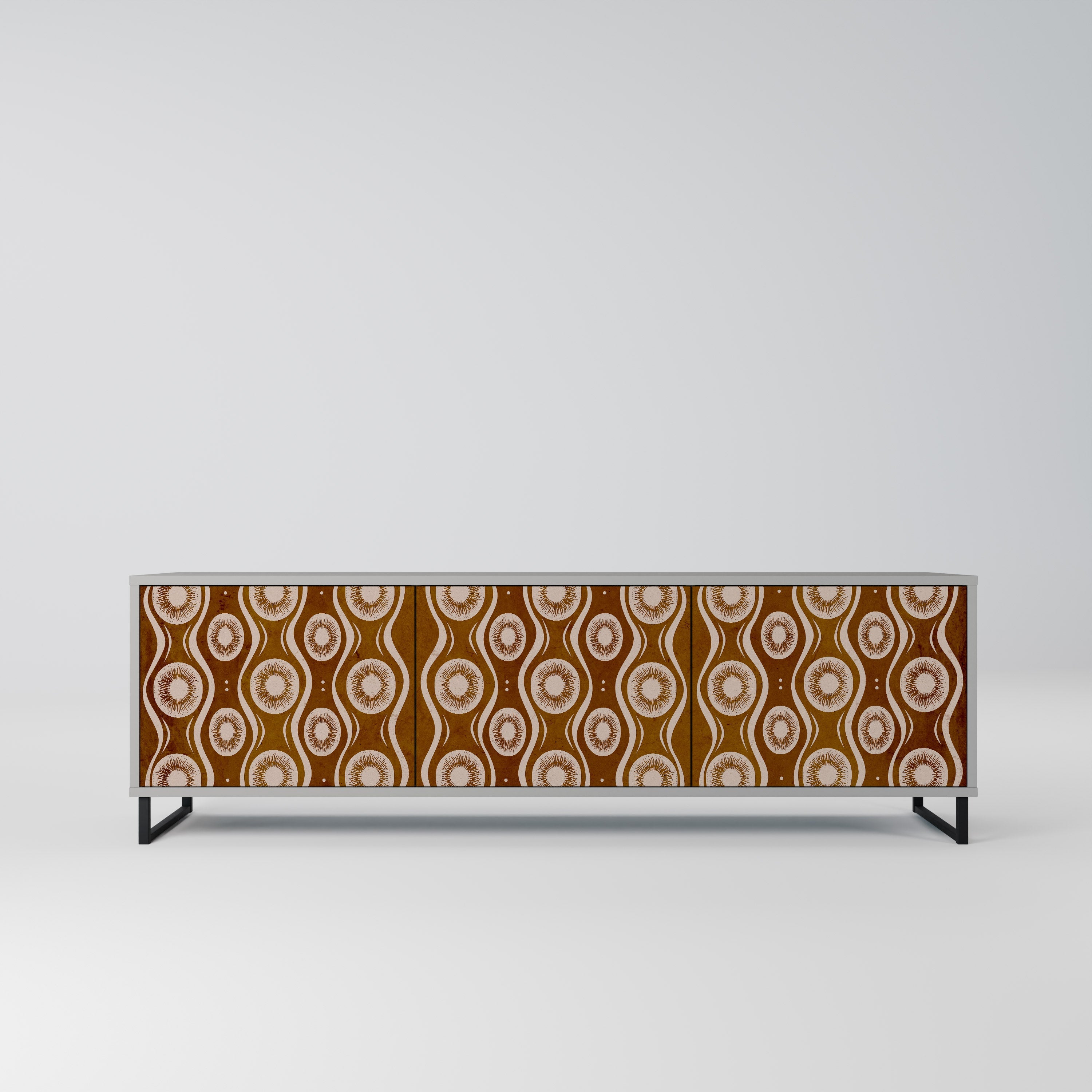 Meuble TV 3 portes BROWN EYES, finition grise