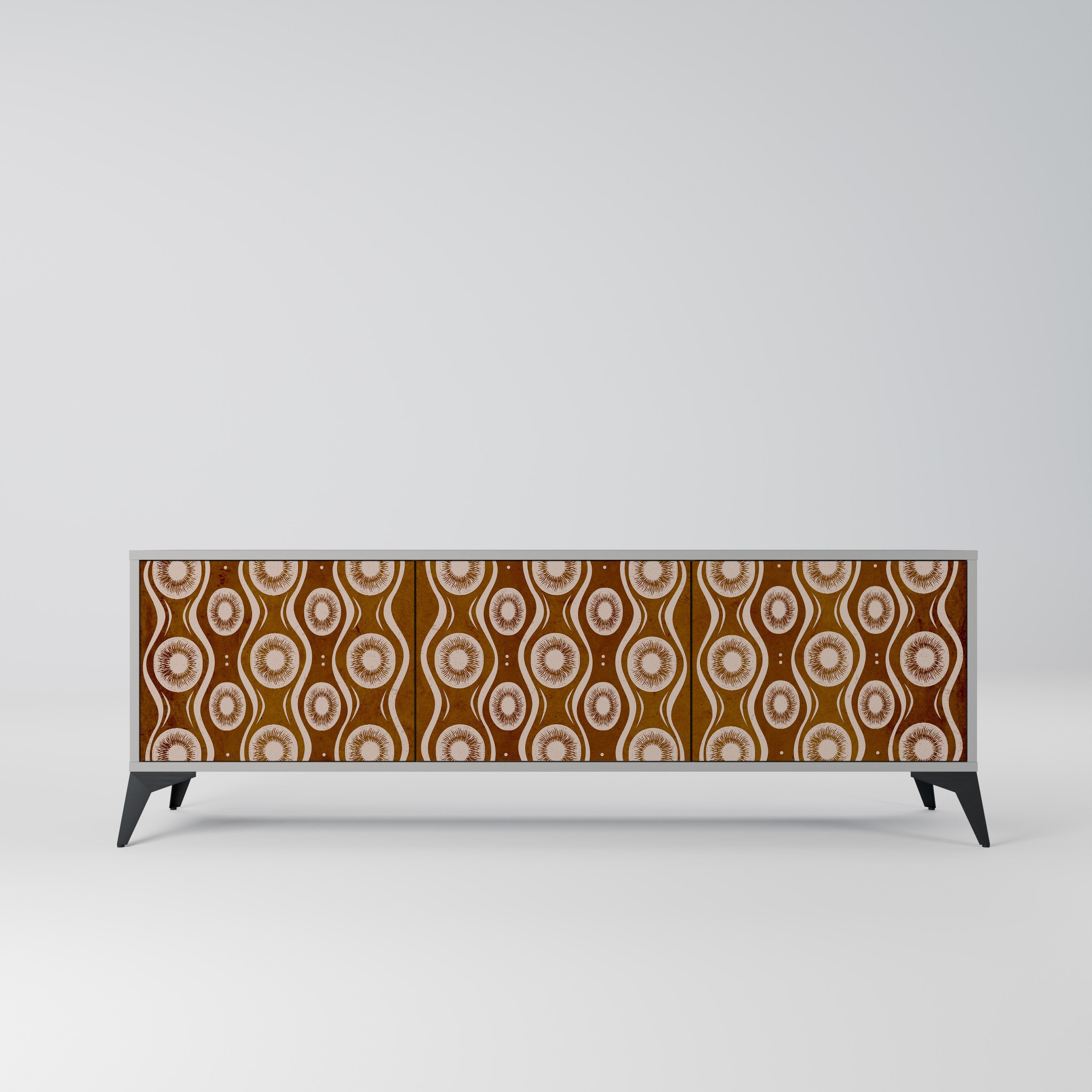 Meuble TV 3 portes BROWN EYES, finition grise