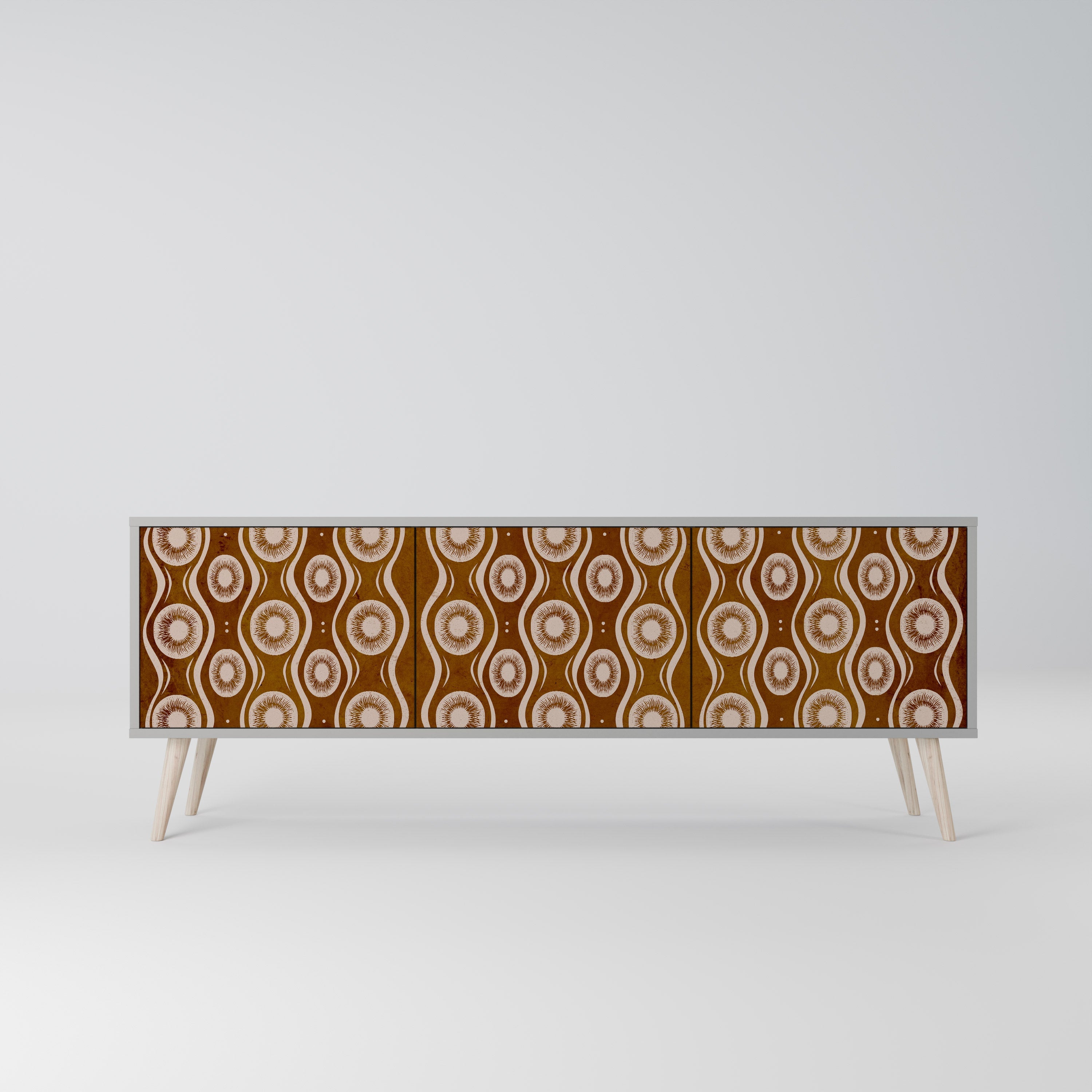 Meuble TV 3 portes BROWN EYES, finition grise