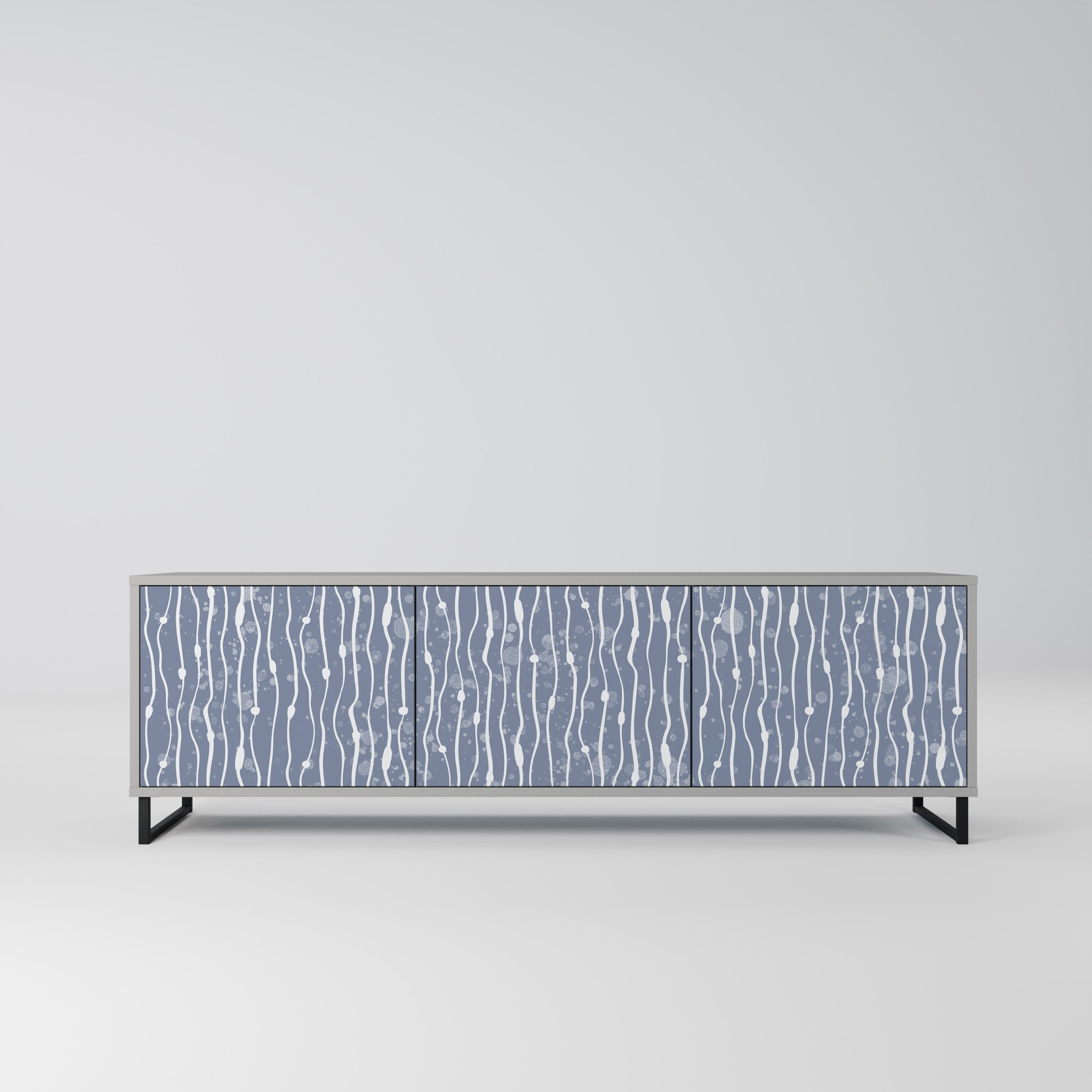 Meuble TV 3 portes GRAPHITE RAIN, finition grise