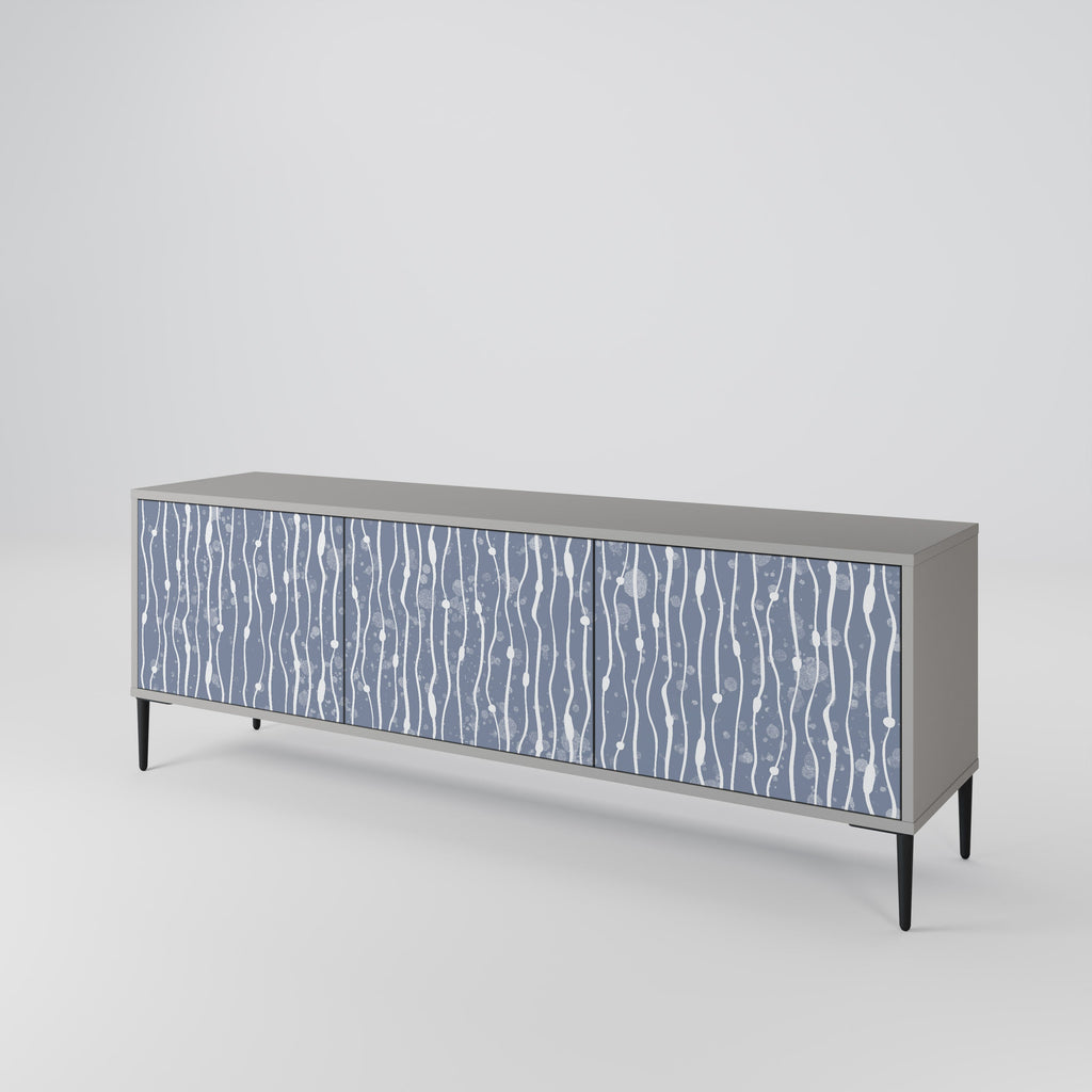 GRAPHITE RAIN 3-Door TV Stand in Grey Finish