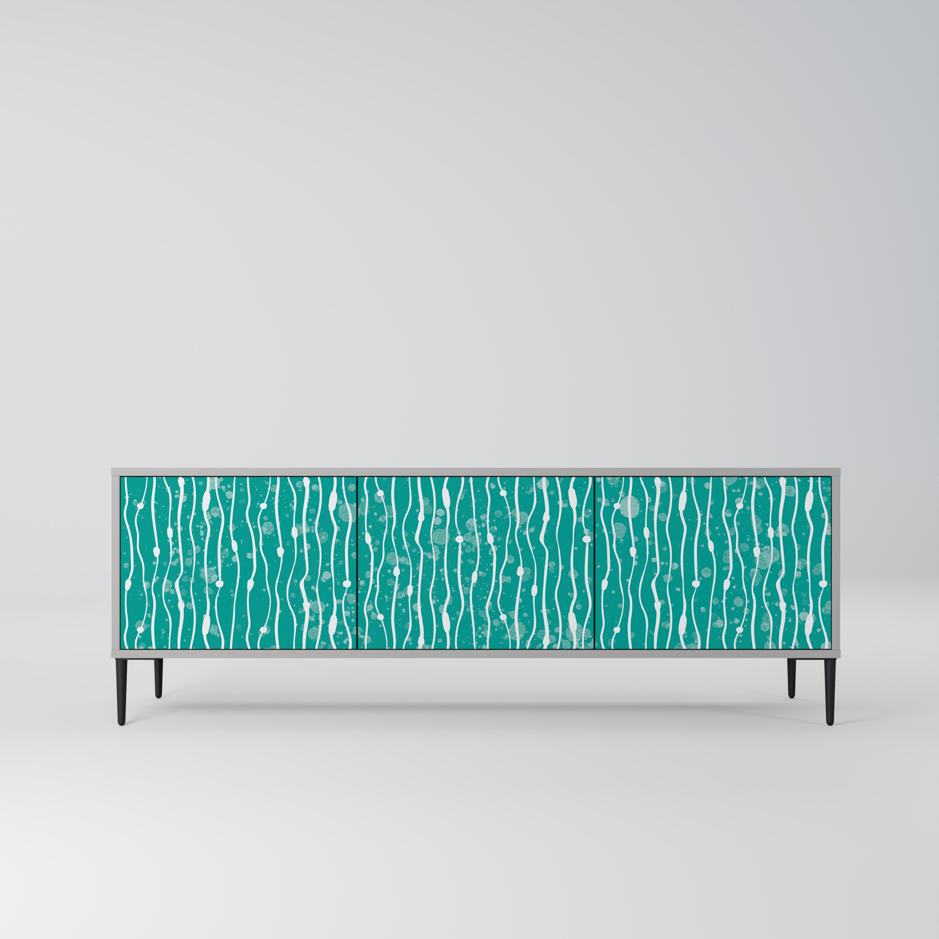 Meuble TV 3 portes TURQUOISE RAIN, finition grise