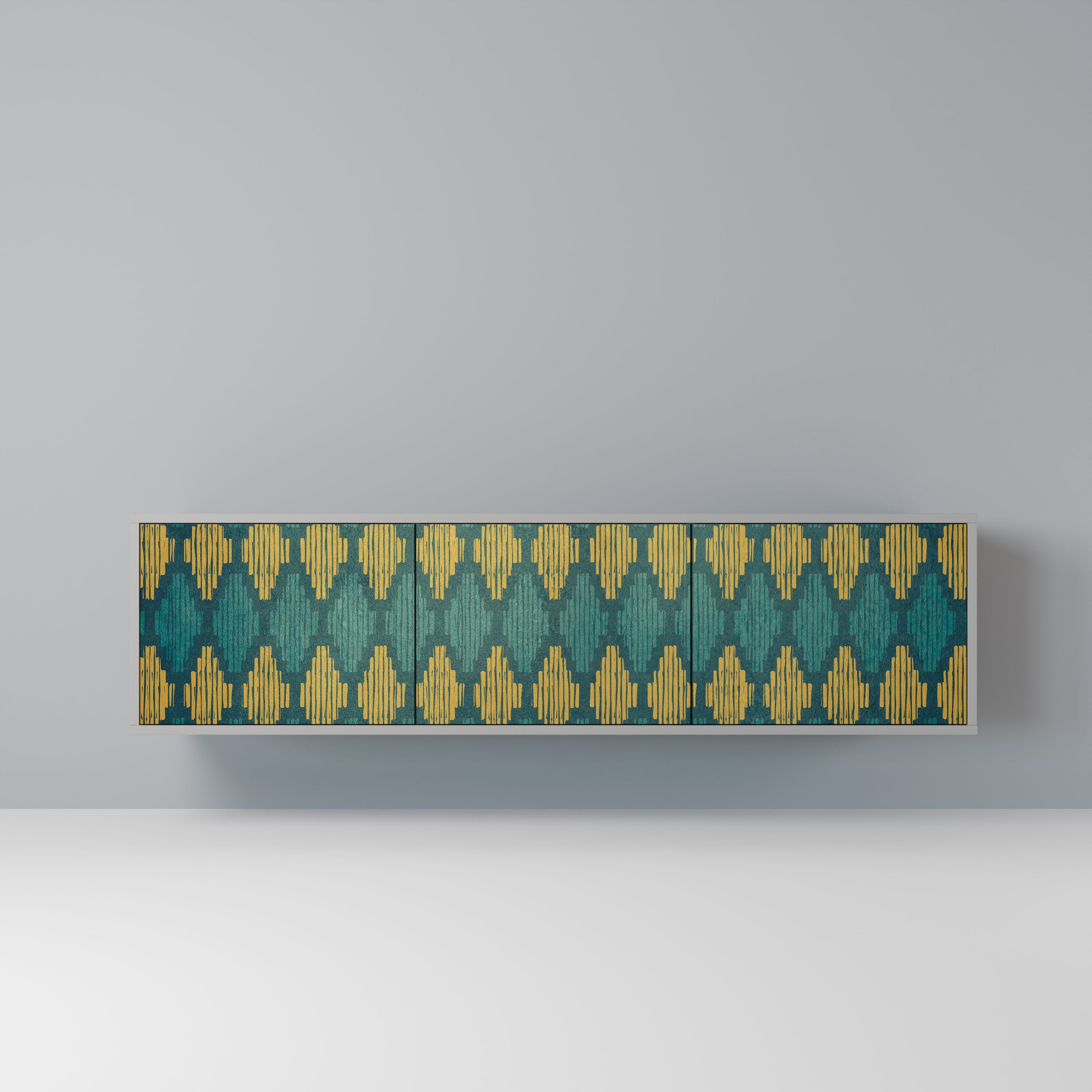 Meuble TV 3 portes POLYGONS finition grise