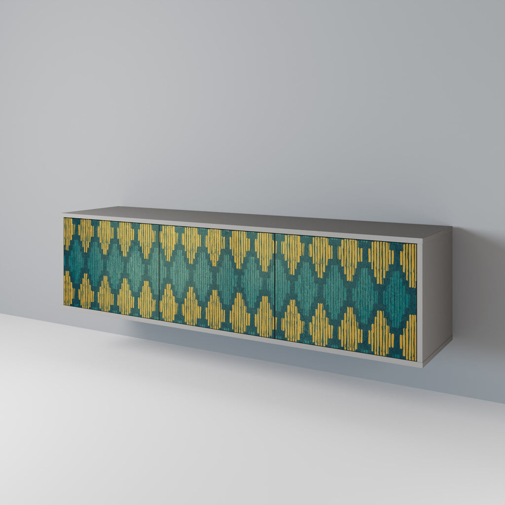 Meuble TV 3 portes POLYGONS finition grise