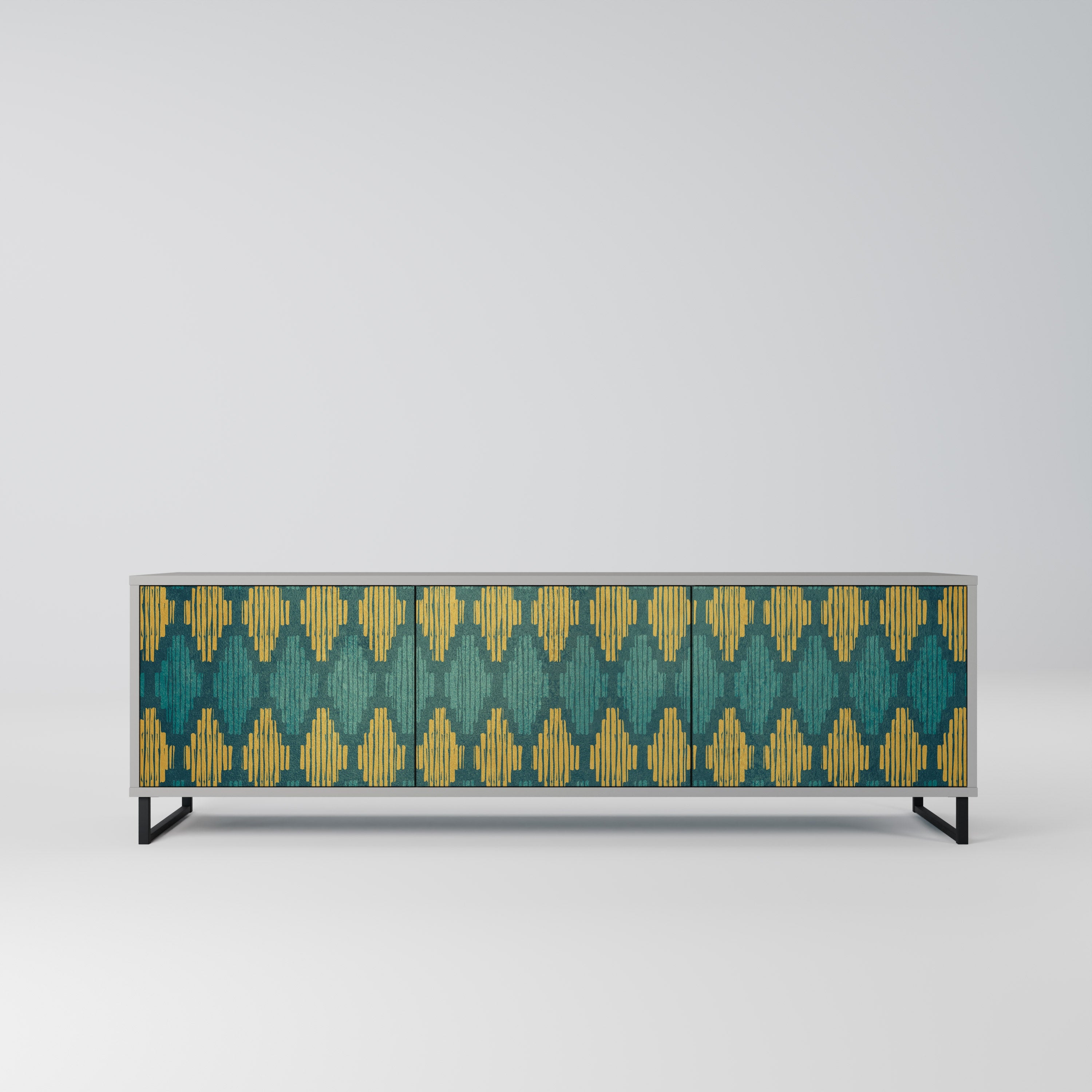 Meuble TV 3 portes POLYGONS finition grise