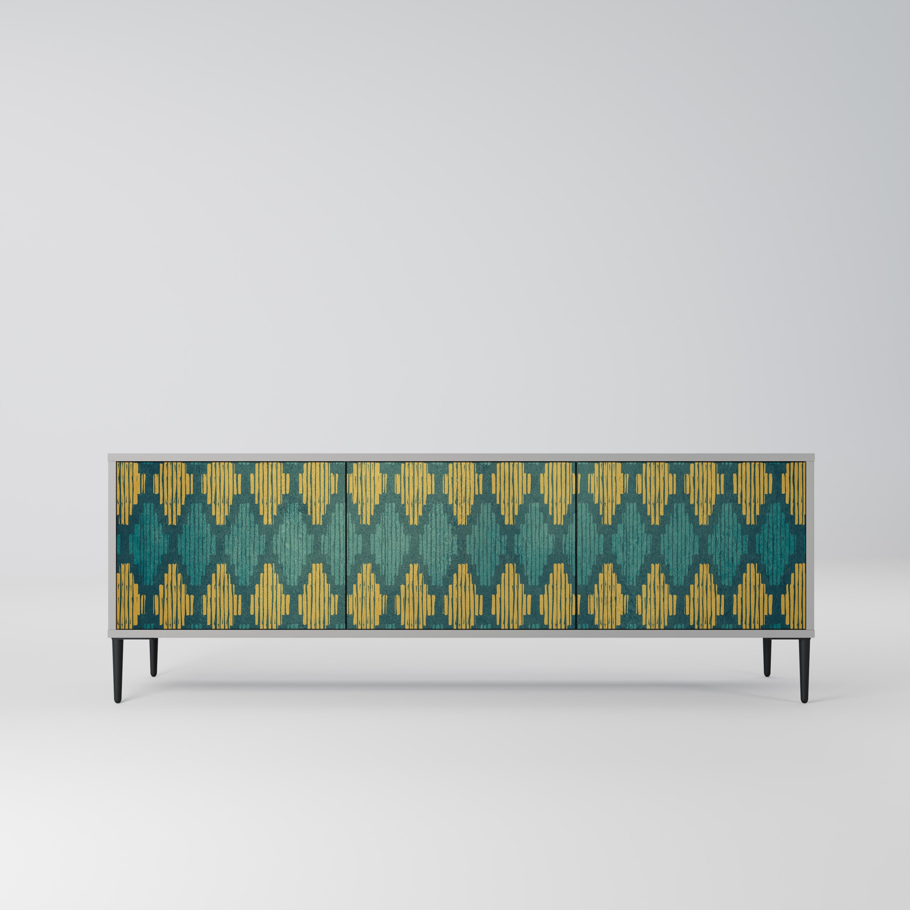 Meuble TV 3 portes POLYGONS finition grise