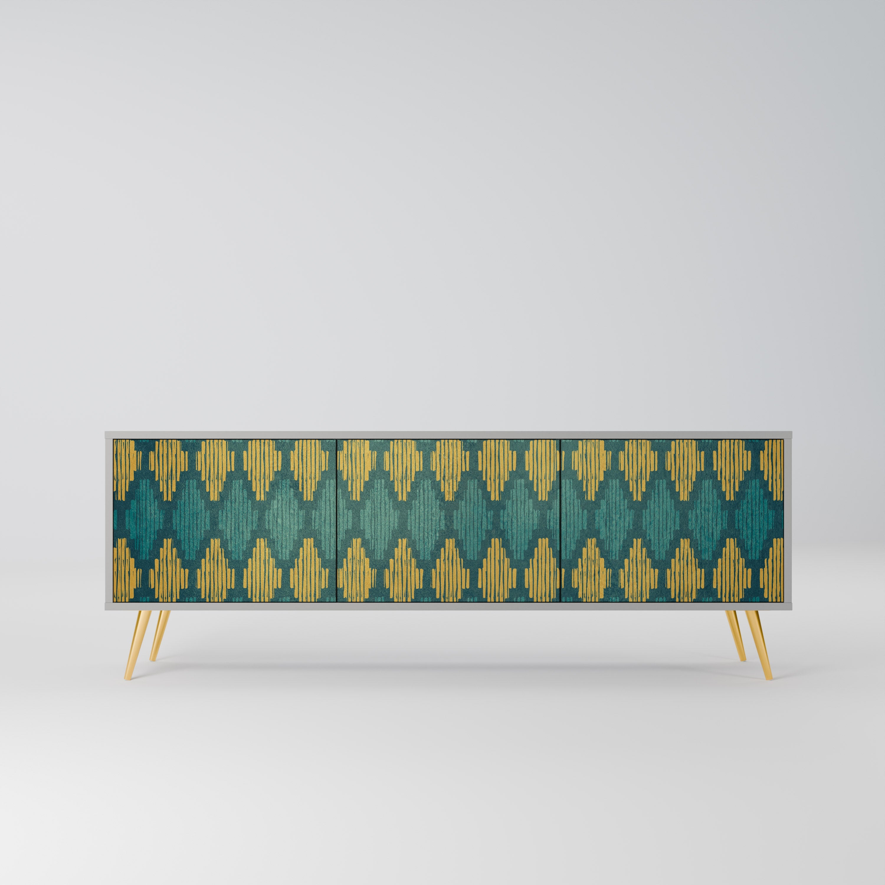 Meuble TV 3 portes POLYGONS finition grise