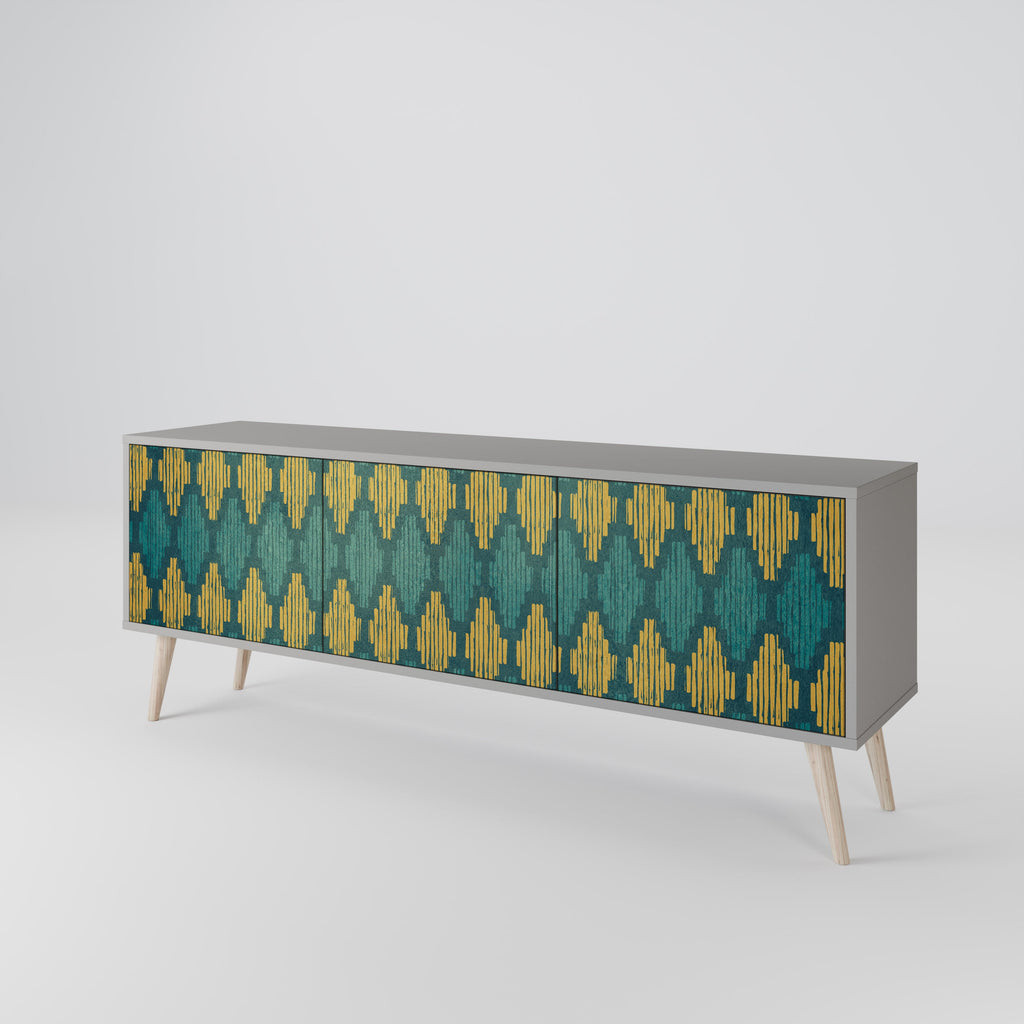 Meuble TV 3 portes POLYGONS finition grise