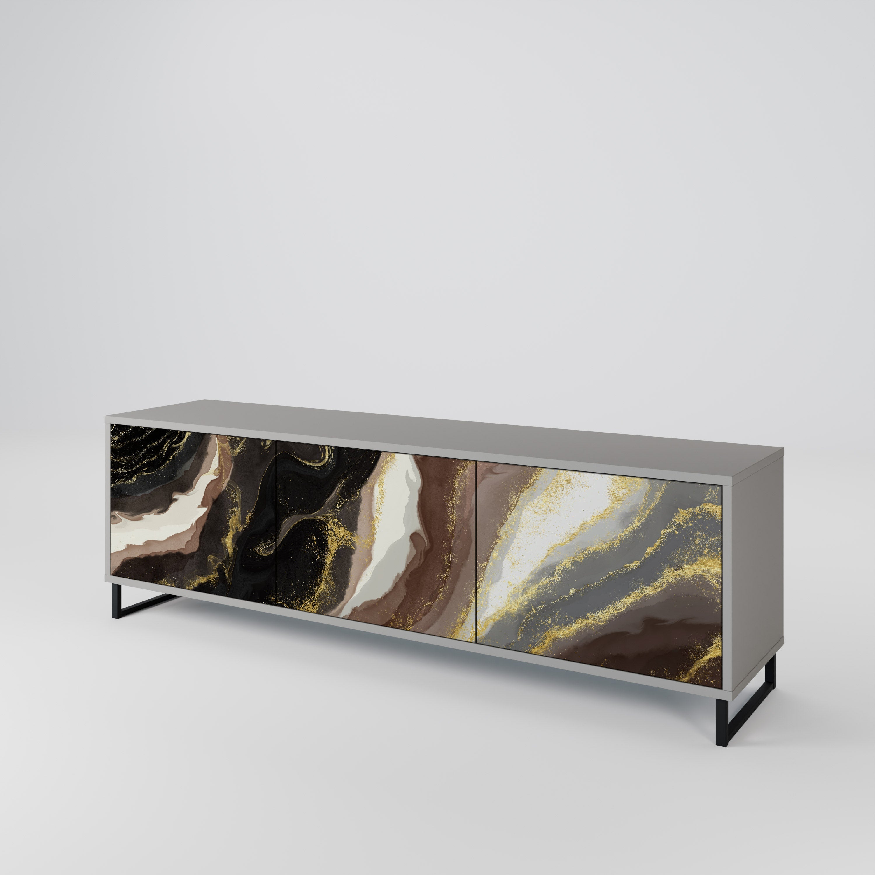 Meuble TV 3 portes GOLD DUST finition grise