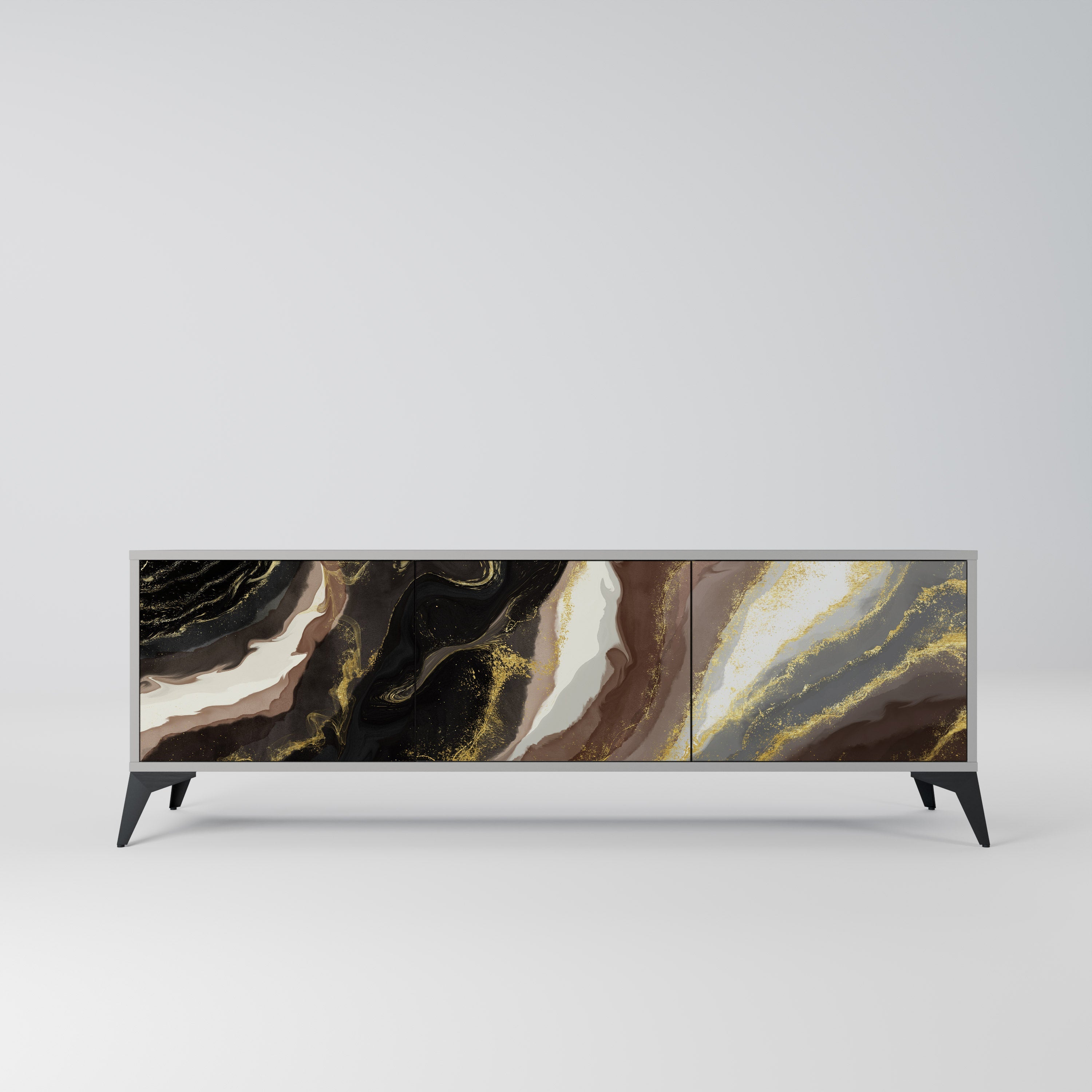 Meuble TV 3 portes GOLD DUST finition grise