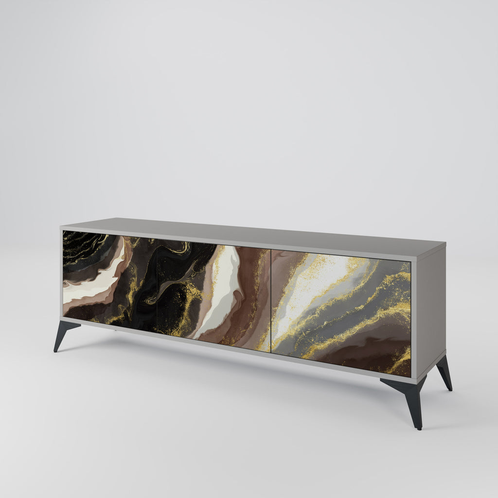 Meuble TV 3 portes GOLD DUST finition grise