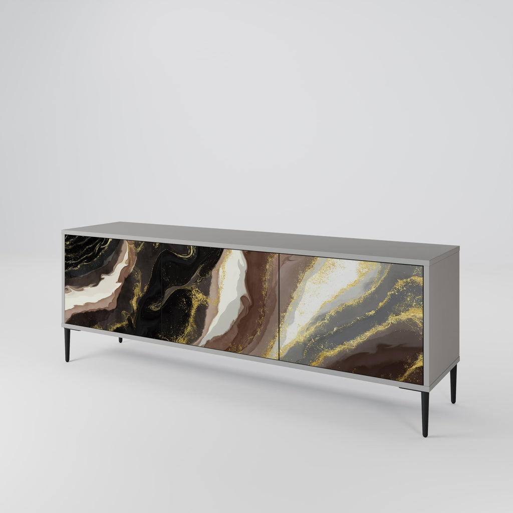 Meuble TV 3 portes GOLD DUST finition grise