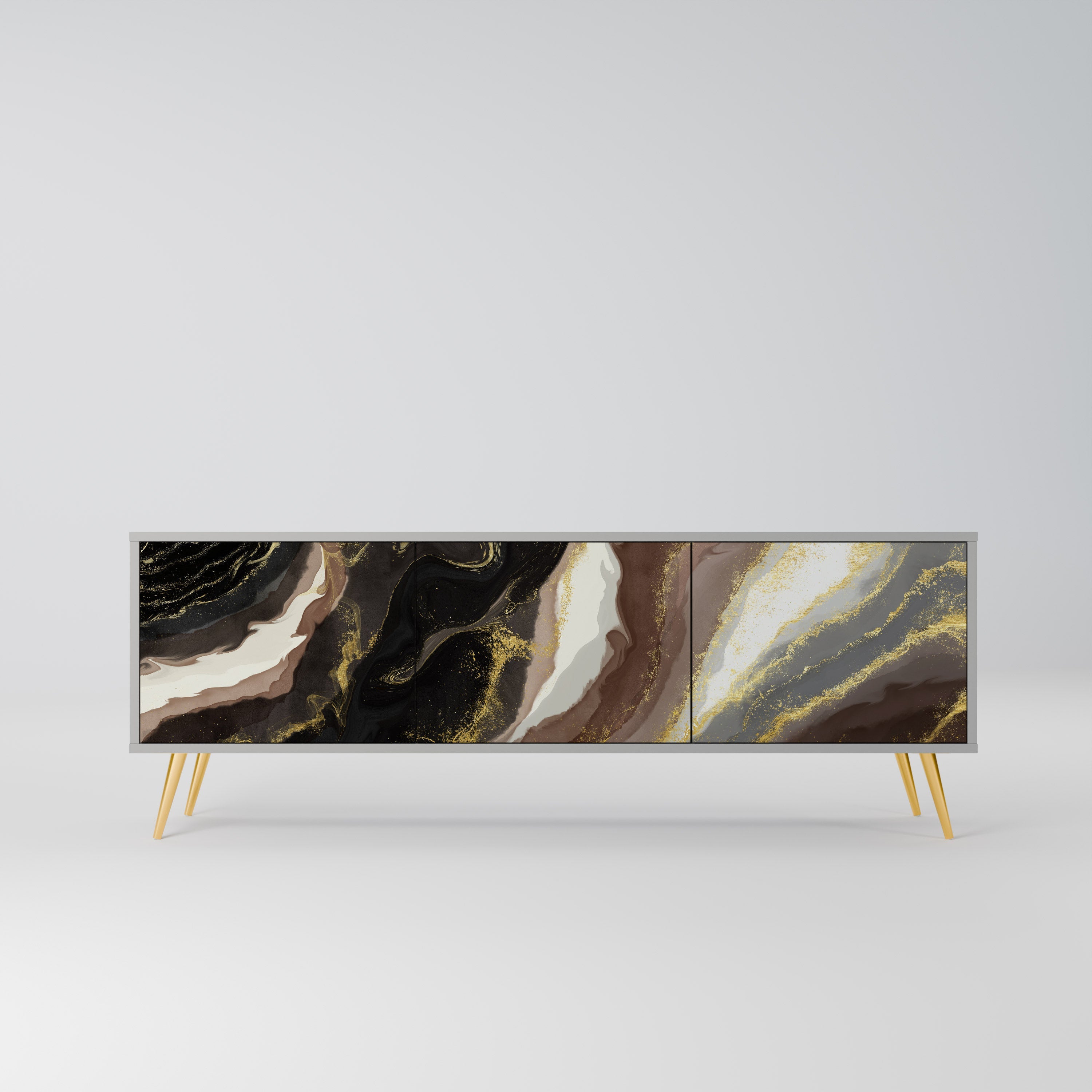 Meuble TV 3 portes GOLD DUST finition grise