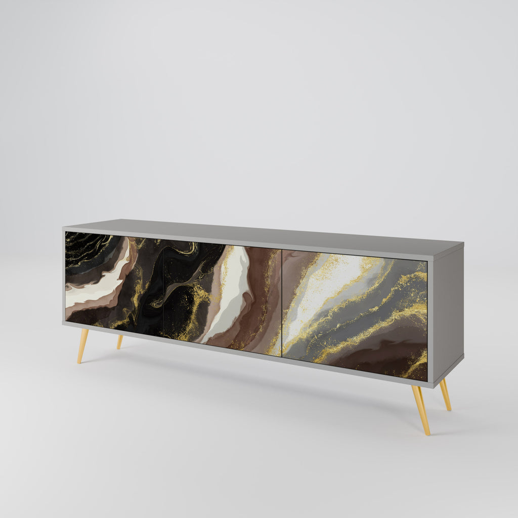 Meuble TV 3 portes GOLD DUST finition grise